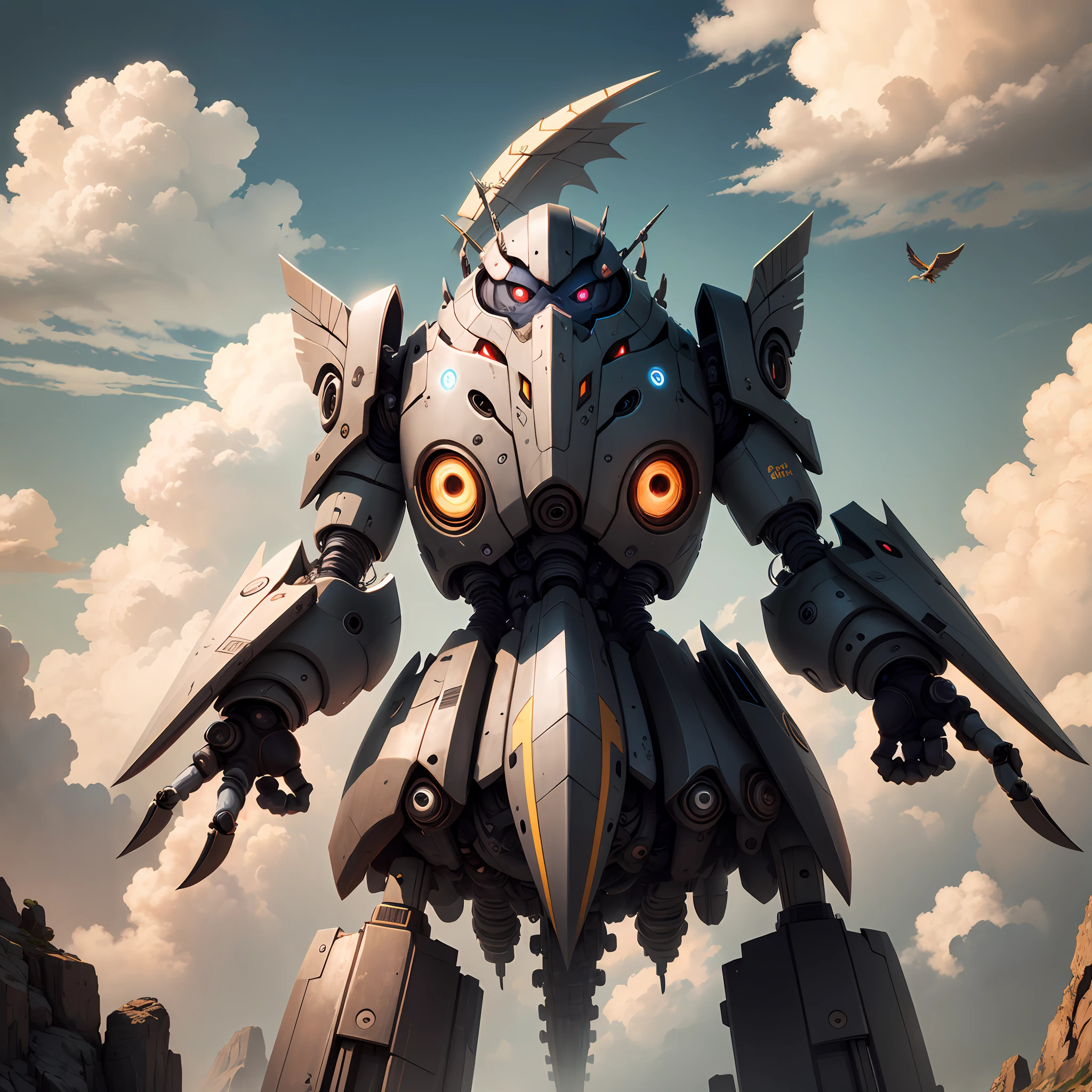 critters,drak,wings,largeeyes,Croak,coda,Gray all over,Skysky,Clouds,8K,mechs,