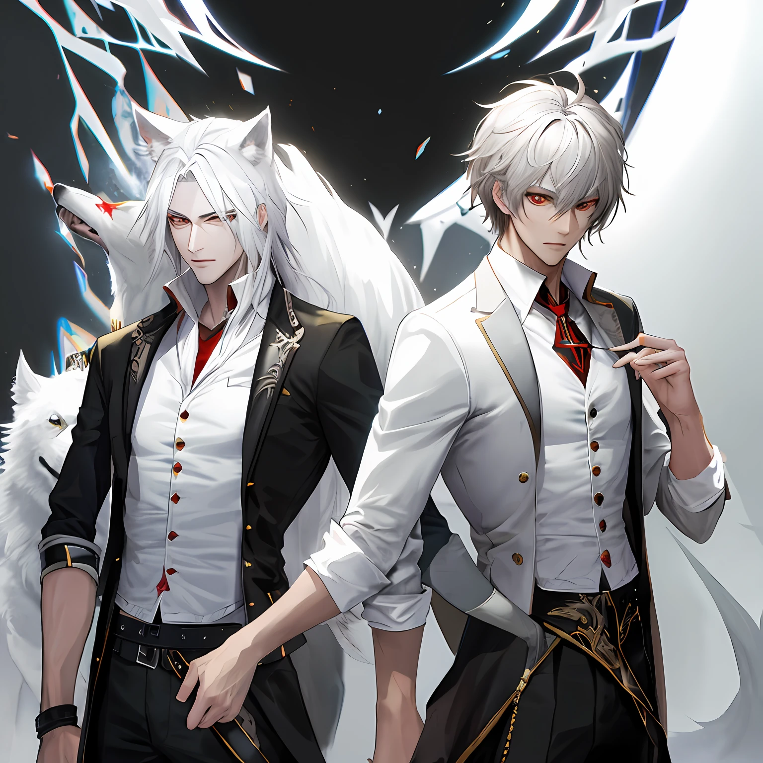 white wolf,Handsome,personification,red - eyed,k hd,Sick