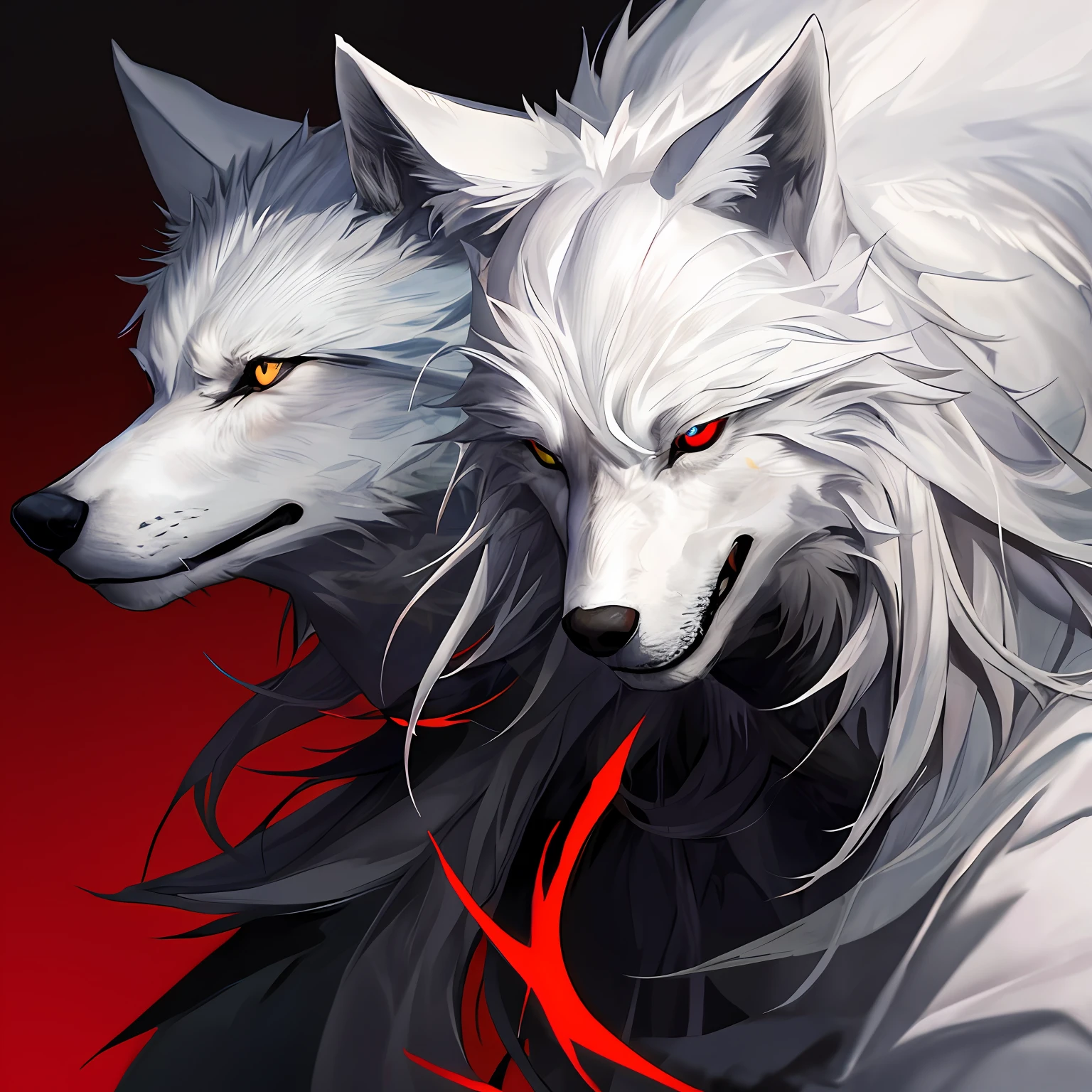 white wolf,Handsome,personification,red - eyed,k hd,Sick
