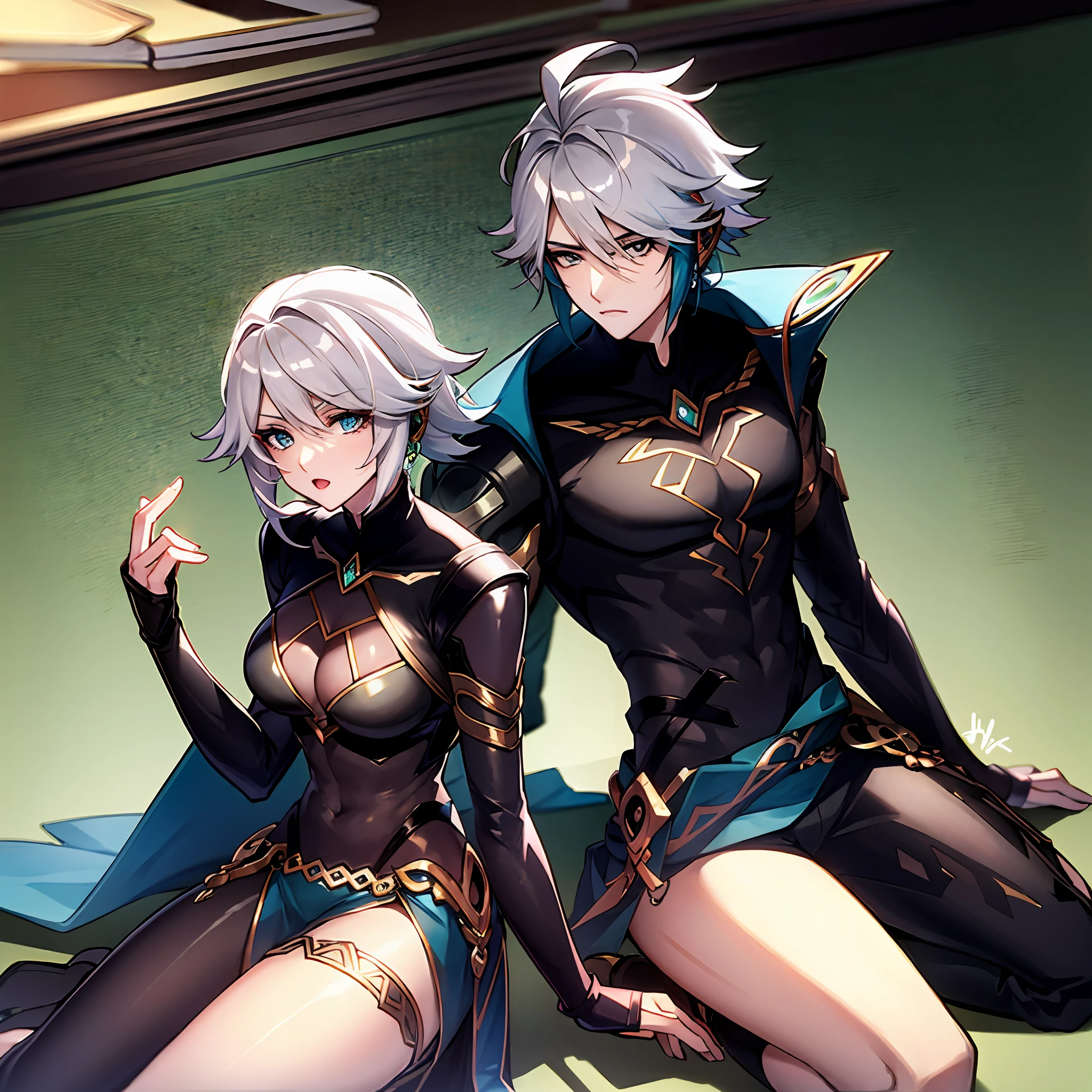 Anime hair white Knight