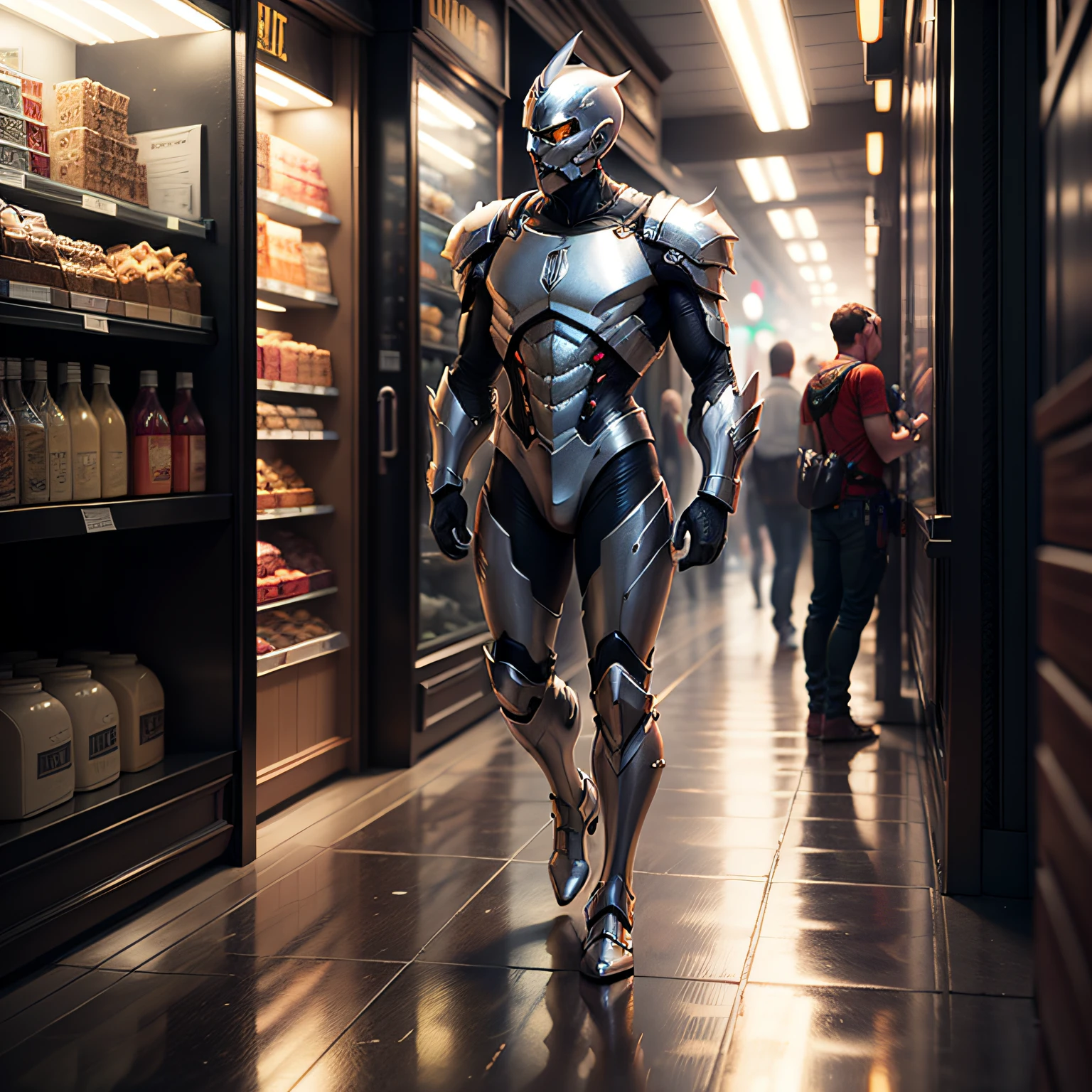 3D Model HD Rendering, building rendering, right Angle isometric view, 45 degree angle, (fundo cinza), alto detalhe, filme, global ilumination, Reality Lighting, Unreal Engine rendering, Substance 3D, octan render, (hdr:1.3), ( messy and seedy street shop, all over the floor), Crash, estilo de dano de combate, ervas daninhas crescidas. Estilo Swallowed Star ciberpunk, fantasy scenery, cgi, Decrease realism if possible, metallic silver colors and silver surfer armor around ghostly celestial flames, em volta por uma caraveira de um Deus antigo servo da Morte Ominiversal. --auto