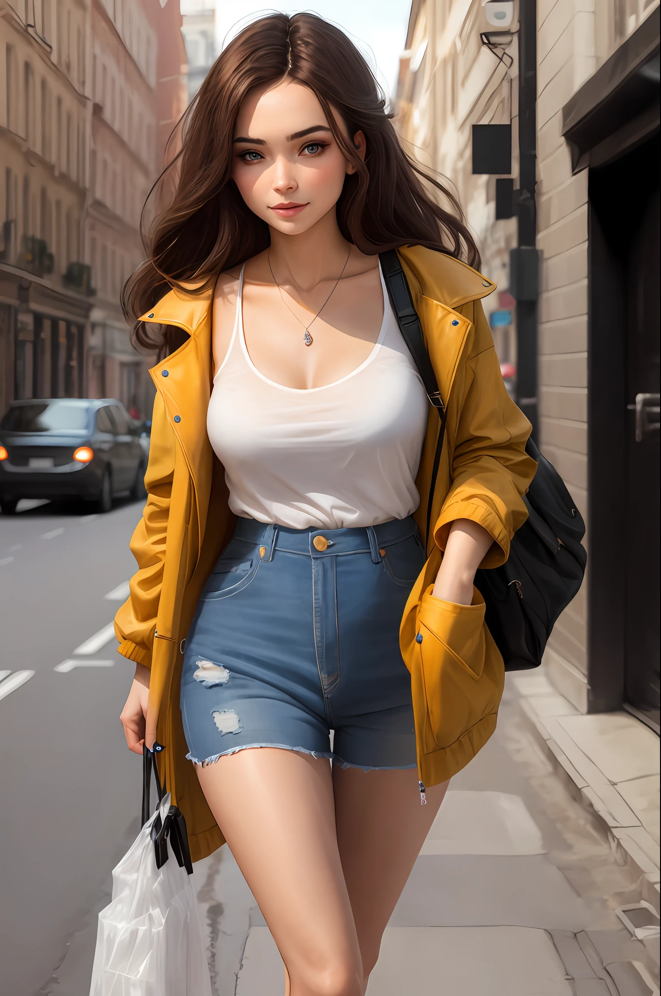 Gel coat brunette woman
