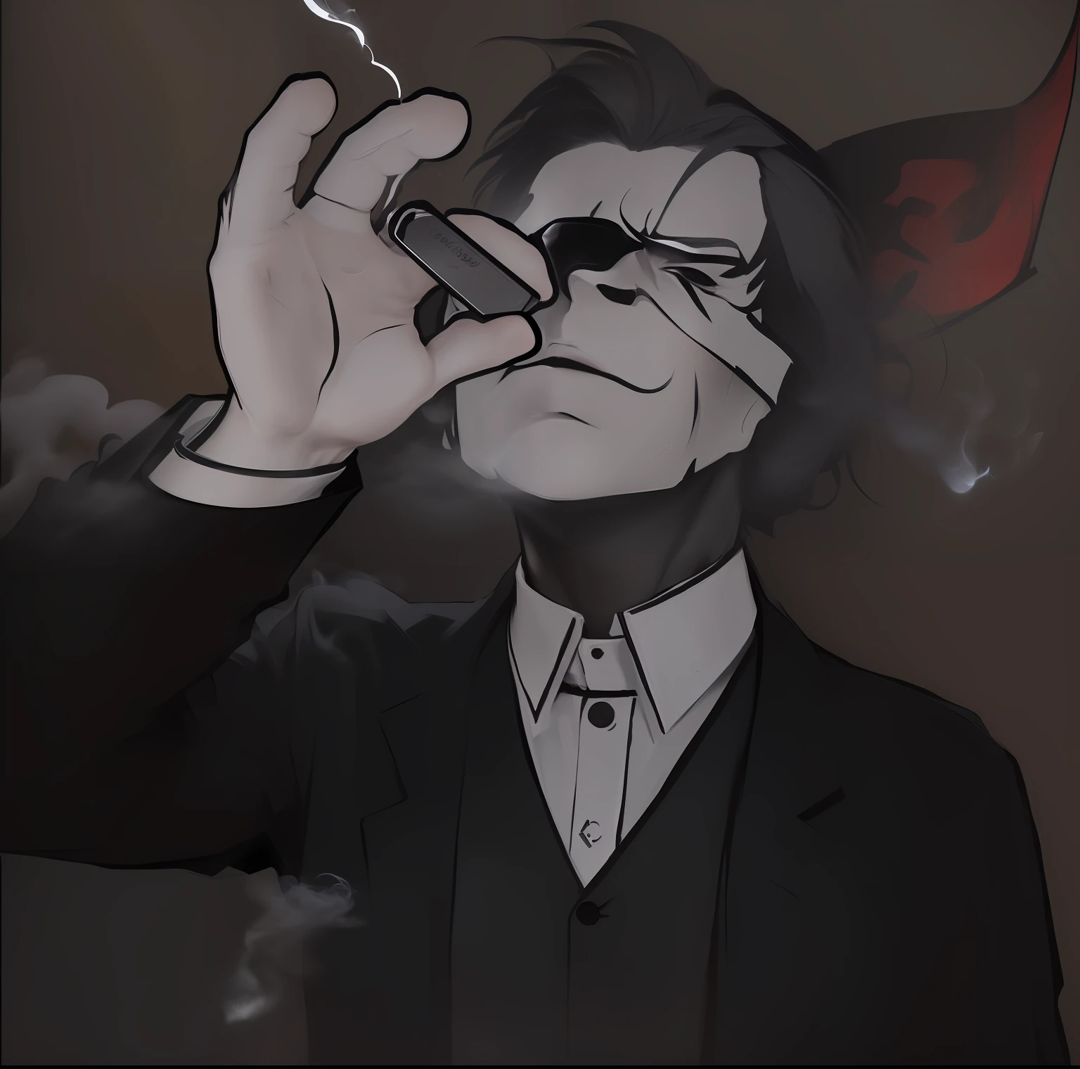 nvinkpunk, (((European middle-aged man))), tmasterpiece, best quality, ((Detail face)), ((Award-Awarded)), (high detal), Sharp, 8k, trending on artstation, intricate,Spit out smoke rings --auto