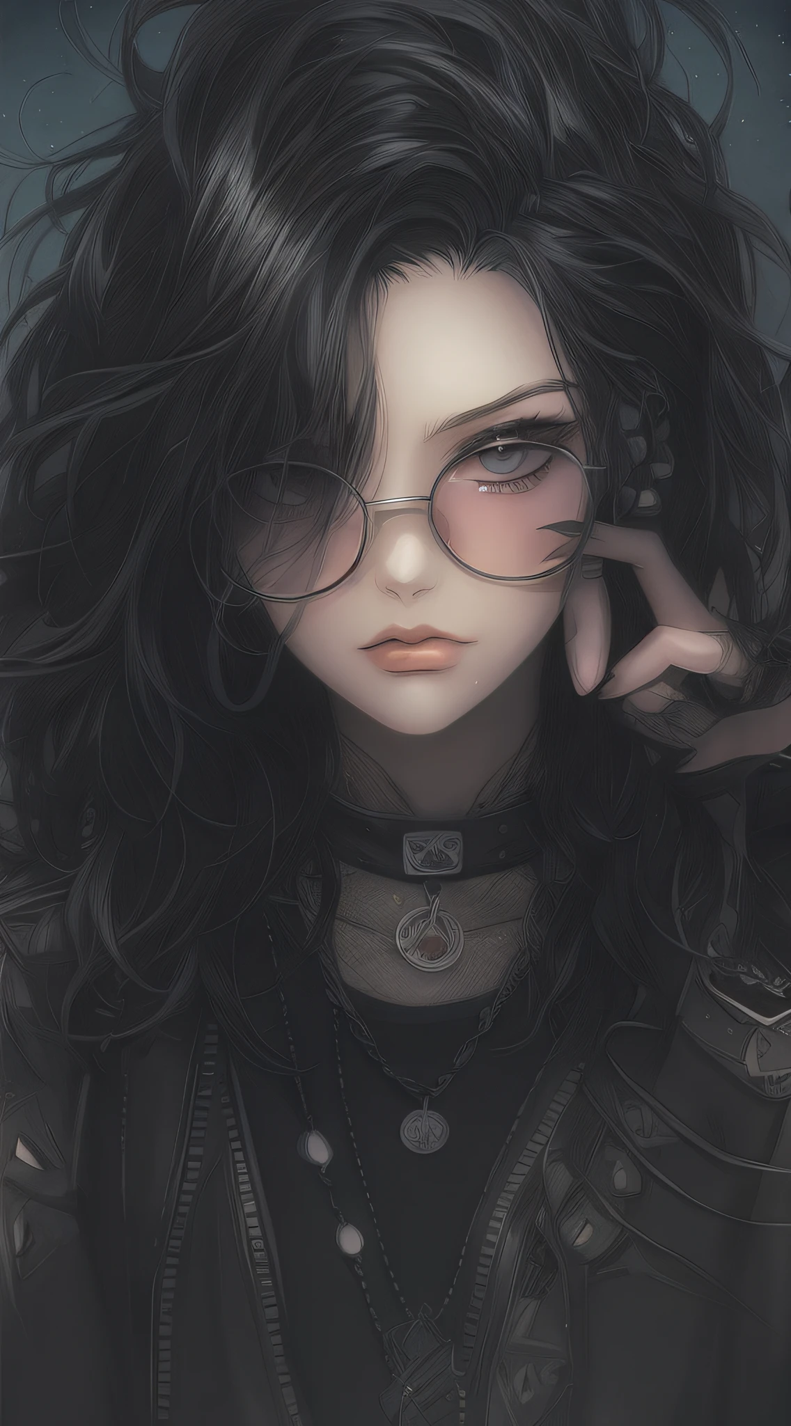Anime girl smoking with black hair and sunglasses, black and white manga style, Guviz-style artwork, eye-catching detailed art style, Charlie Bowater style, 1 7 - year - old anime goth girl, detailed manga style, Black and white comics, detailed anime character art, Art germ. High detail, striking manga artstyle