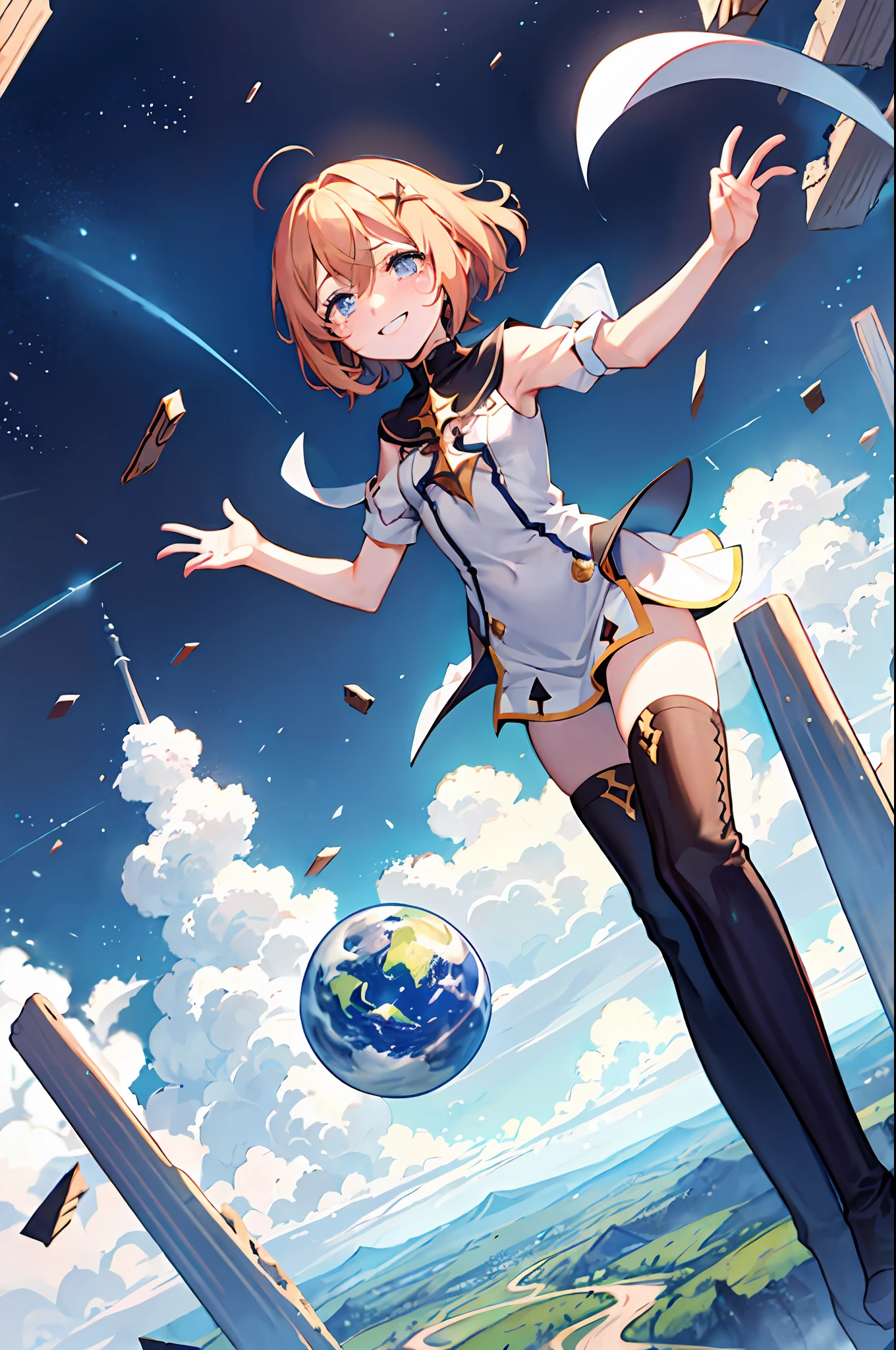Between two parallel space-time,Kizi,smiling wryly,Tears in the eyes,Suspended debris,The sky and the ground are one world,There is a pillar between the sky and the world