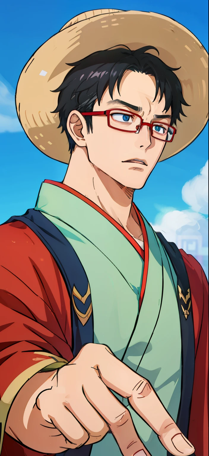 There was a young man with glasses and a hat, south east asian with round face, with round face, 1 7 - year - old boy thin face, wearing small round glasses, with accurate face, slightly round chin, yanjun cheng, small jaw, Pointed chin, 8k selfie photograph, wearing thin large round glasses, with a pointed chin, strong jaw