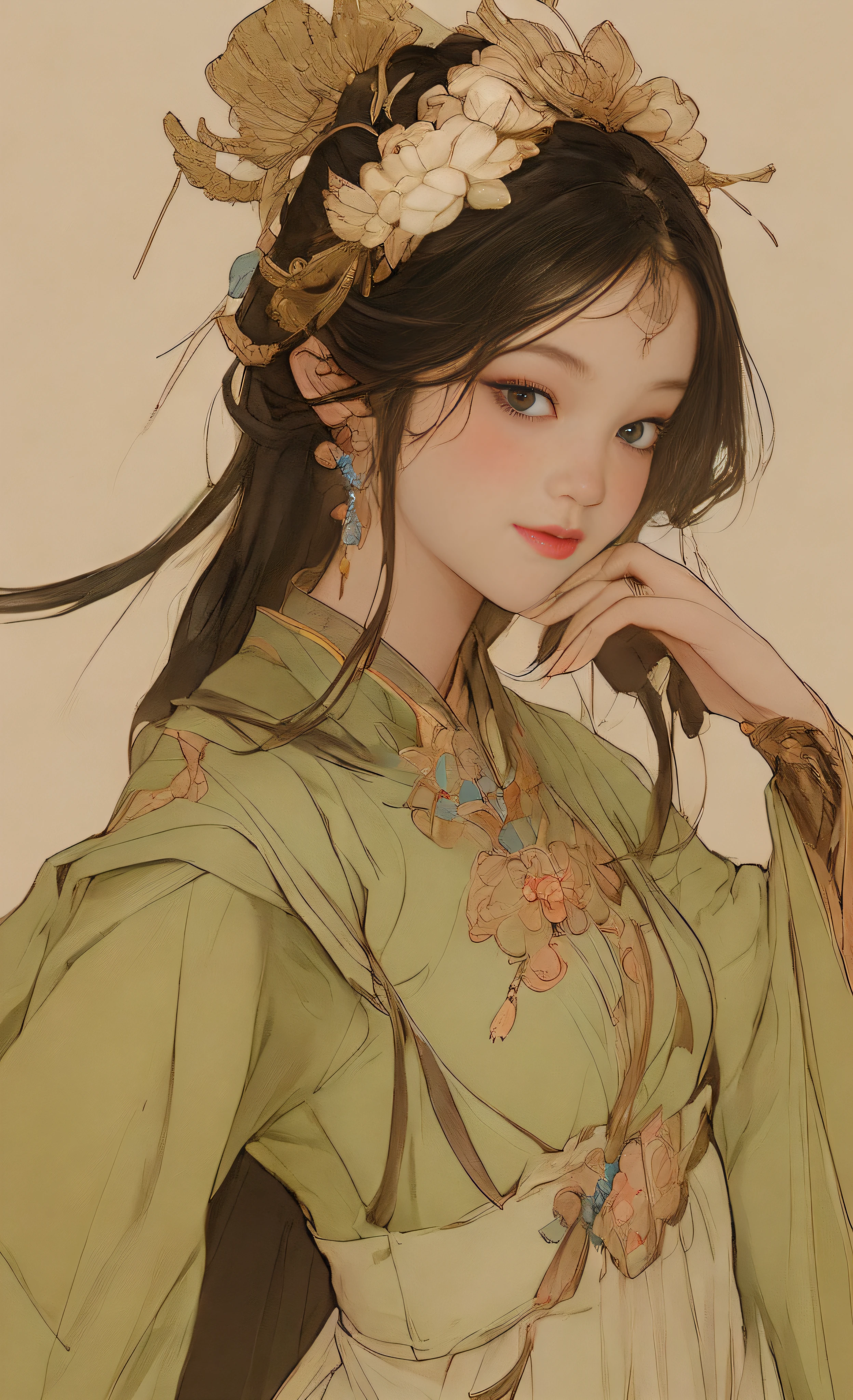 A pretty women, ancient Chinese costume, whole body, clear face, clean white background, masterpiece, super detail, epic composition, ultra HD, high quality, extremely detailed, 8k wallpaper, super detail, 32k