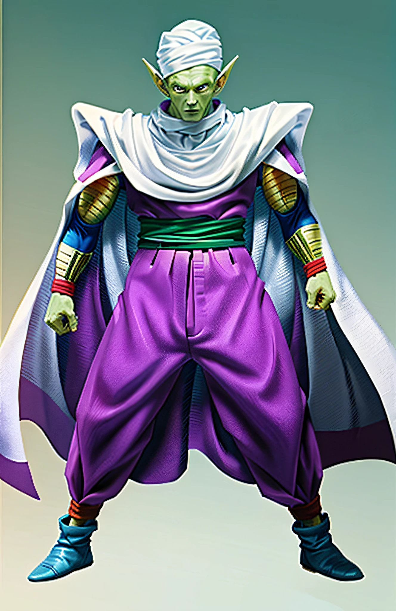 Dragon Ball,Piccolo the Great Devil,White shawl,Purple pants,Green skin,Red belt,