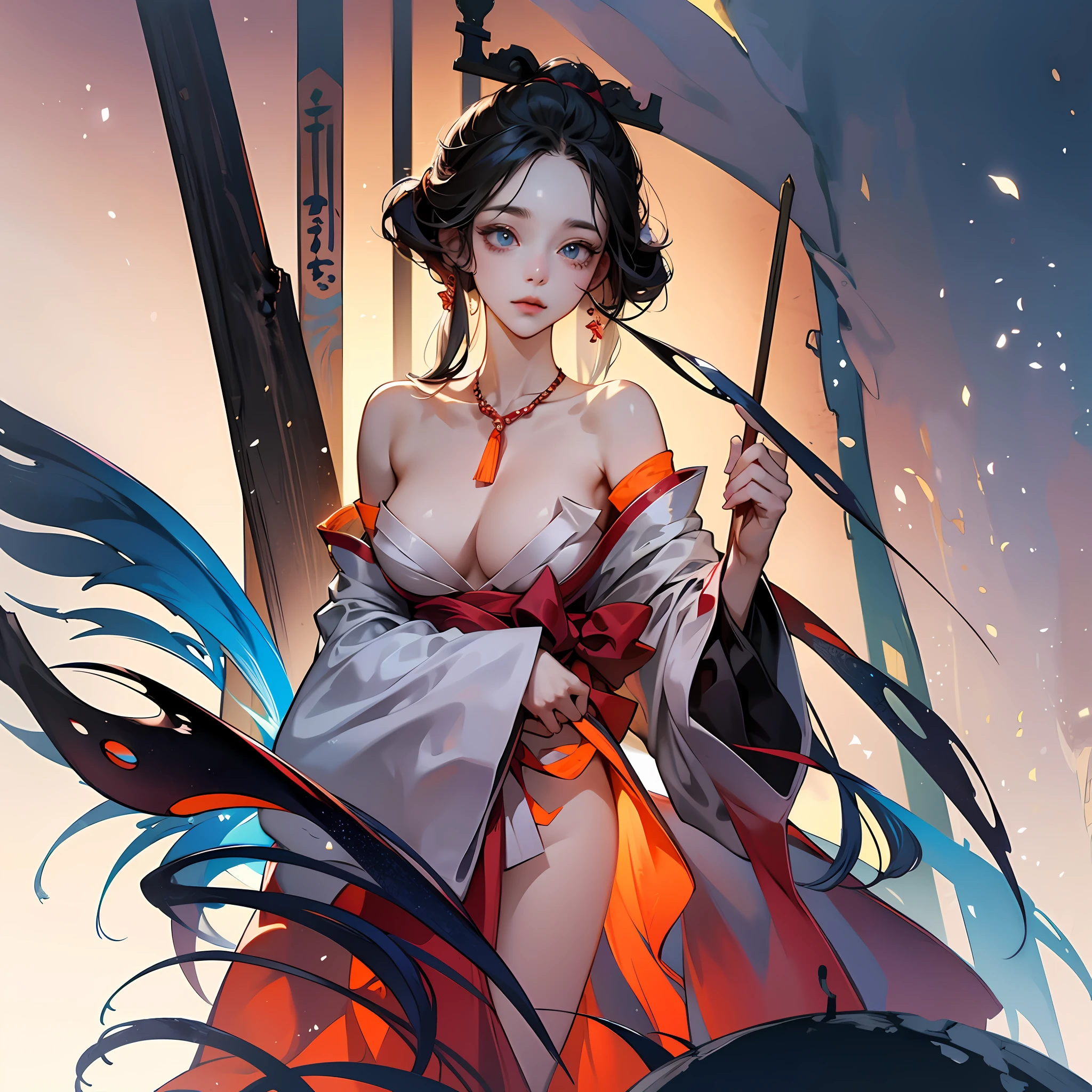 (1 girl:1.3),独奏,__body-parts__,
offcial art, Unity 8k壁纸, ultra - detailed, Beauty and aesthetics, big breasts beautiful, tmasterpiece, Best quality at best, Fantastical Atmosphere, calm color palette, Tranquil Mood, soft shade,
Children of God priests,Spell,The amulet is familiar,Shrine Maiden Duties,Naked breasts --auto
