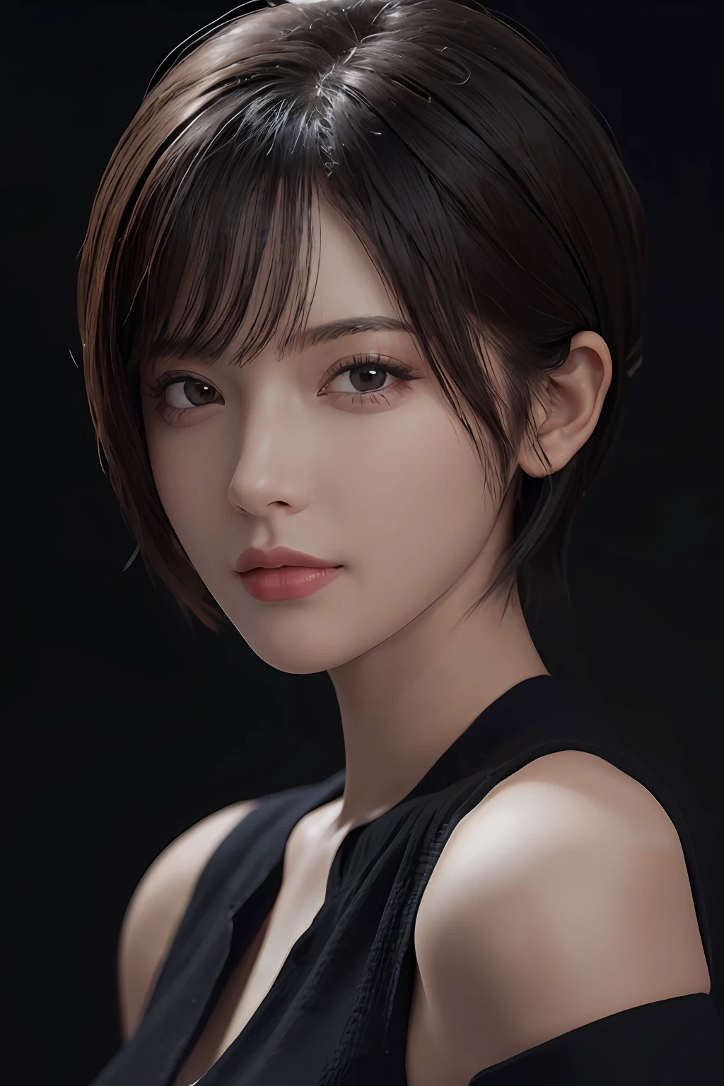 (masterpiece:1.3), (8k, photorealistic, RAW photo, best quality: 1.4), (1girl), beautiful face, (realistic face), (black hair, short hair:1.3), beautiful hairstyle, realistic eyes, beautiful detailed eyes, (realistic skin), beautiful skin, (sweater), absurdres, attractive, ultra high res, ultra realistic, highly detailed, golden ratio