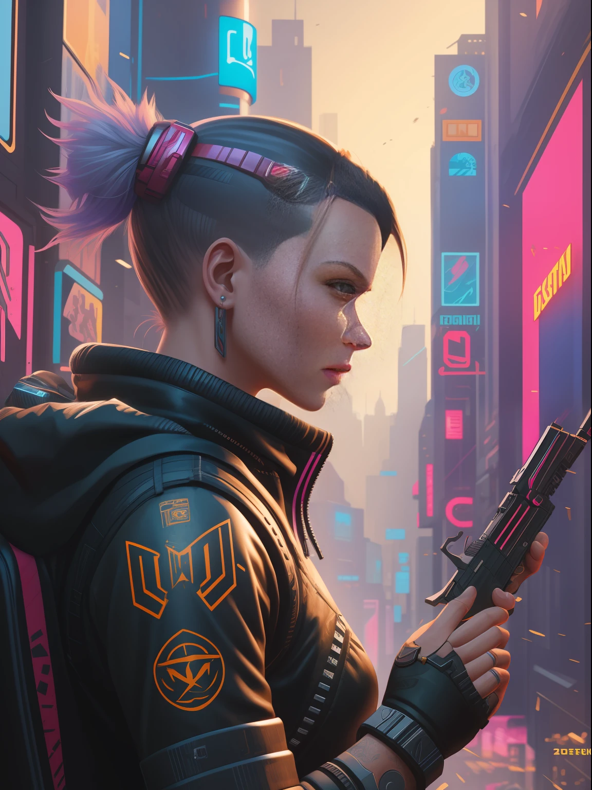 Cyberpunk 2077, Deviant-art, Austere style, Hyper-detailed, Meticulous drawing, vectorised, profile, Isometric style, 8k ultra high definition