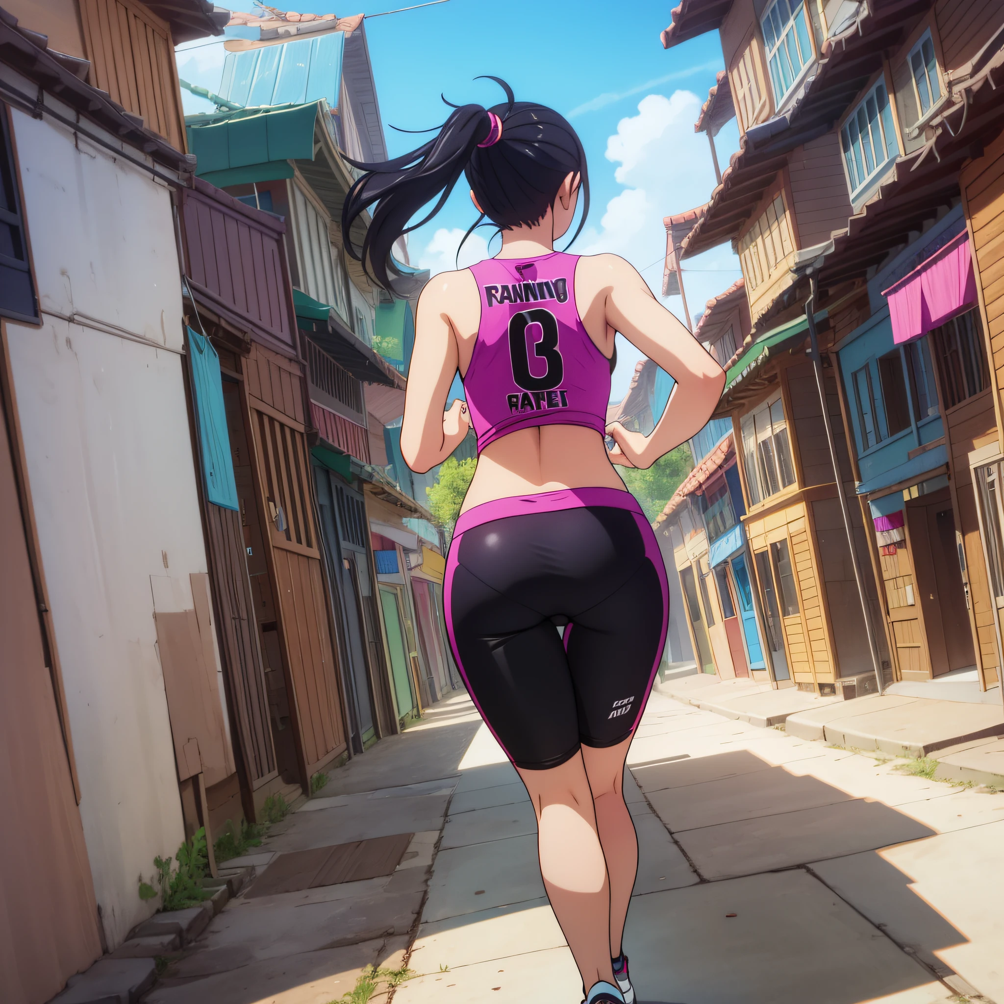 The back of a running girl