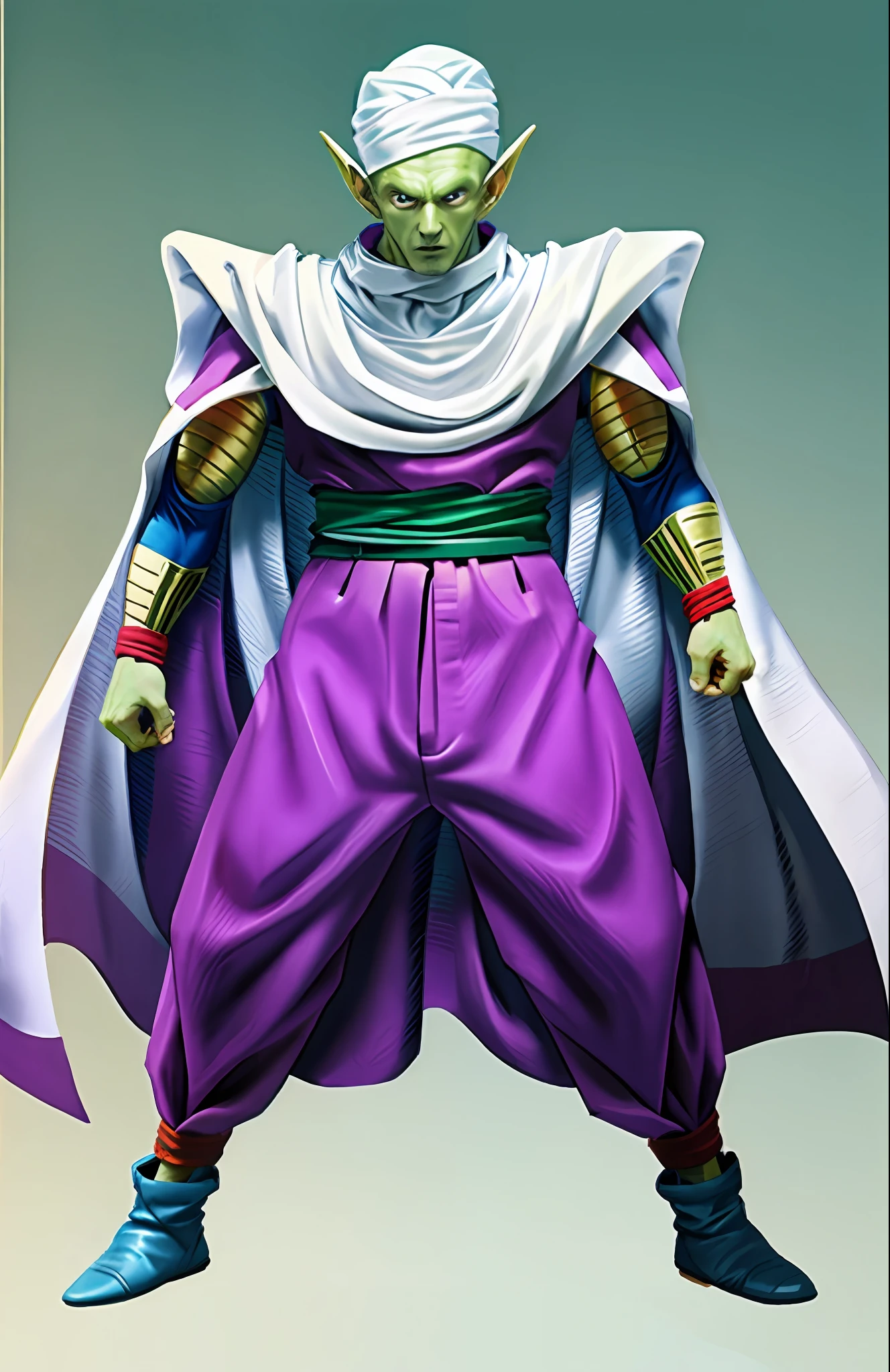 Dragon Ball,Piccolo the Great Devil,White shawl,Purple pants,Green skin,Red belt,