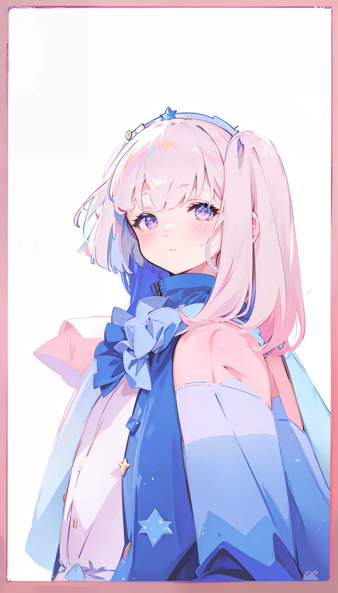 The starry sky girl with pale pink hair looks at you affectionately