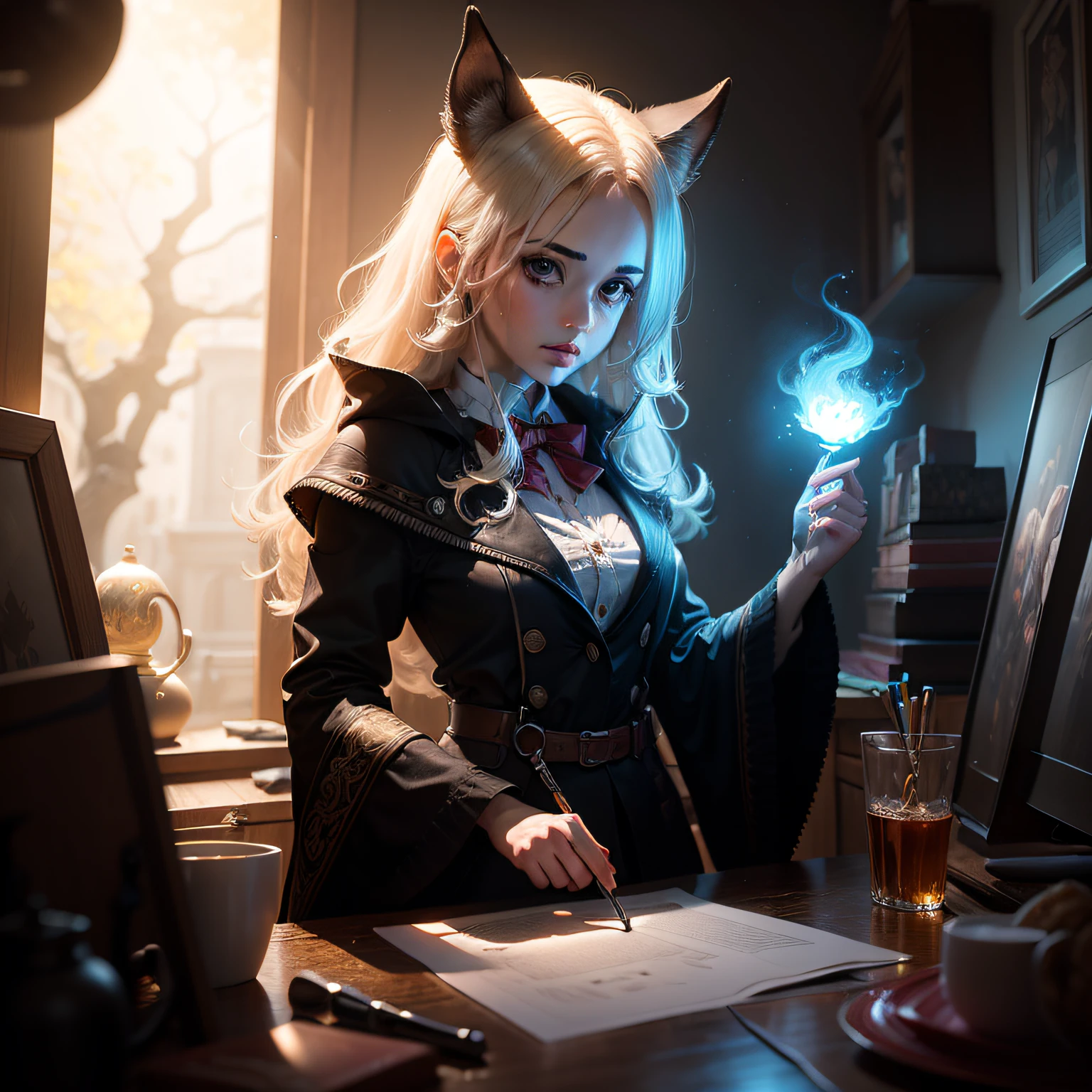 (extremamente detalhado CG unidade 8k papel de parede,master part, melhor qualidade, ultra-detalhado),(best ilumination, melhor sombra)(Pintura digital, obra-prima, alta qualidade, feita com cuidado, detalhes ultra detalhados: 1.3, magic lighting, profundidade de campo, Pinceladas delicadas, Fantastical Atmosphere, Ethereal aesthetics) Um fantasma