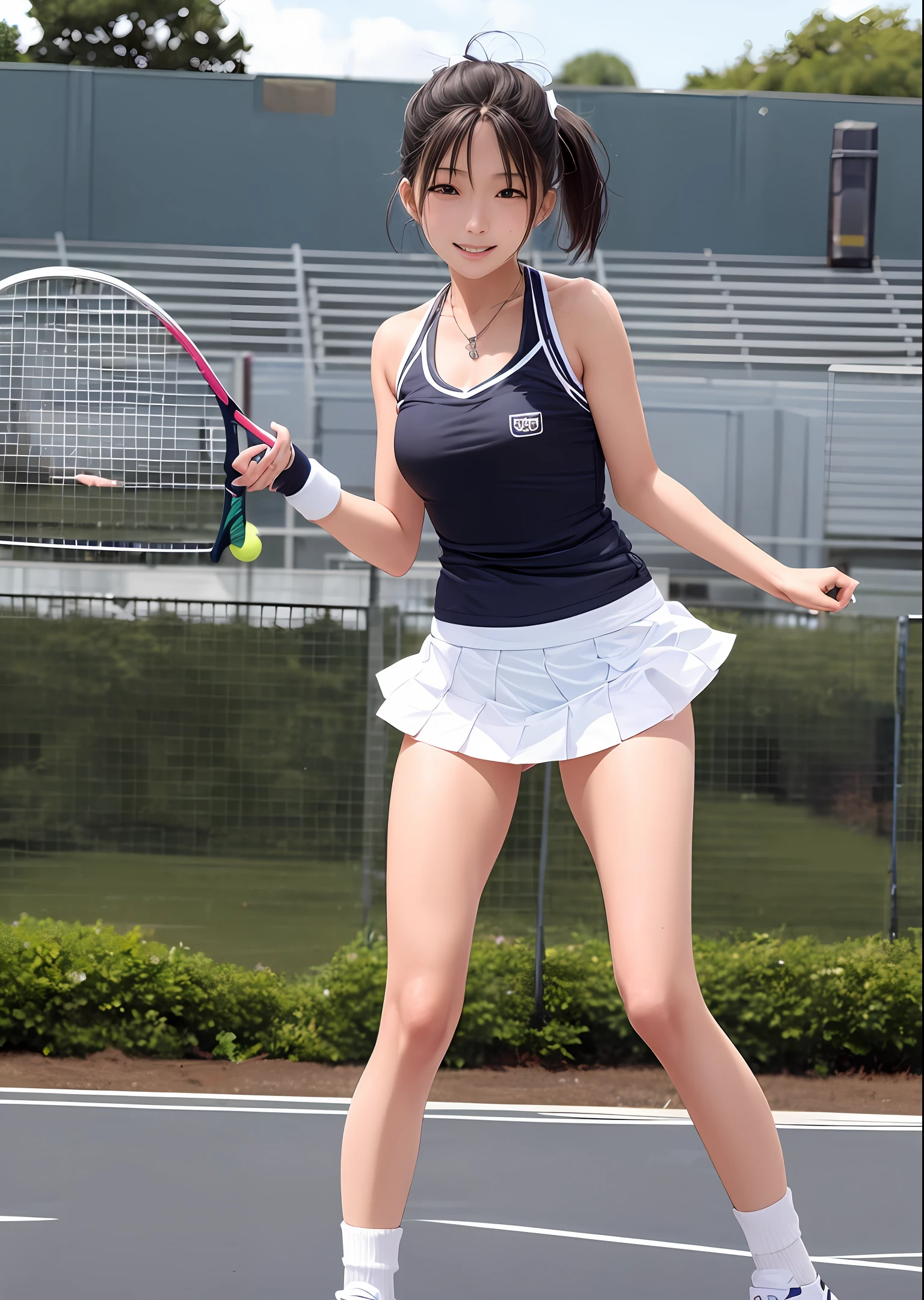 More realistic photos girl tennis club Height 156cm Long 1 knot Muchimuchi Beauty