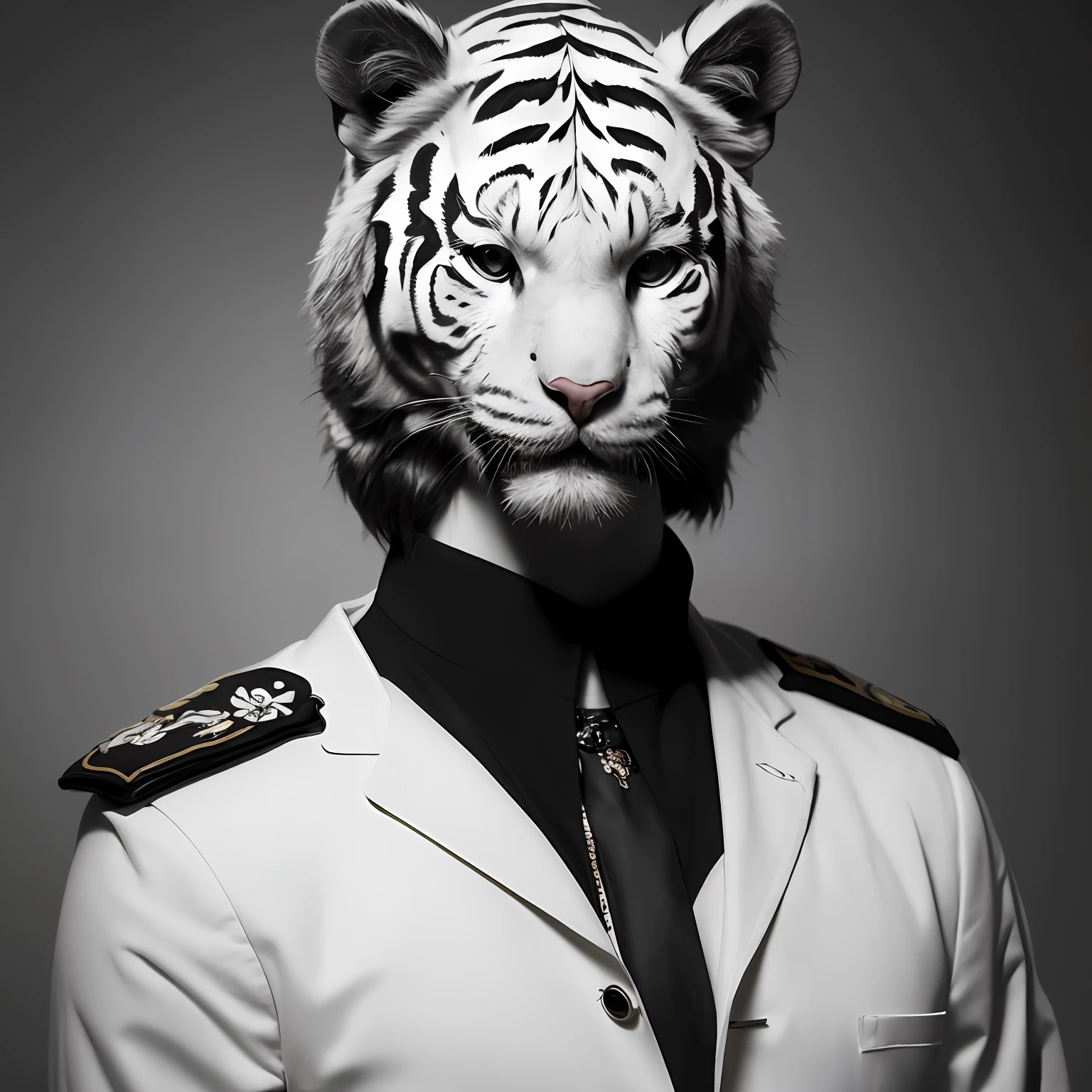 General White Tiger，anthropomorphic turtle，Solo exhibition， offcial art， Unity 8k壁纸， Ultra-detailed facial details， Beautiful and beautiful， tmasterpiece， best qualityer， realisticlying， In wood， dark themes，in suit，In Kevin's last style wiki --auto