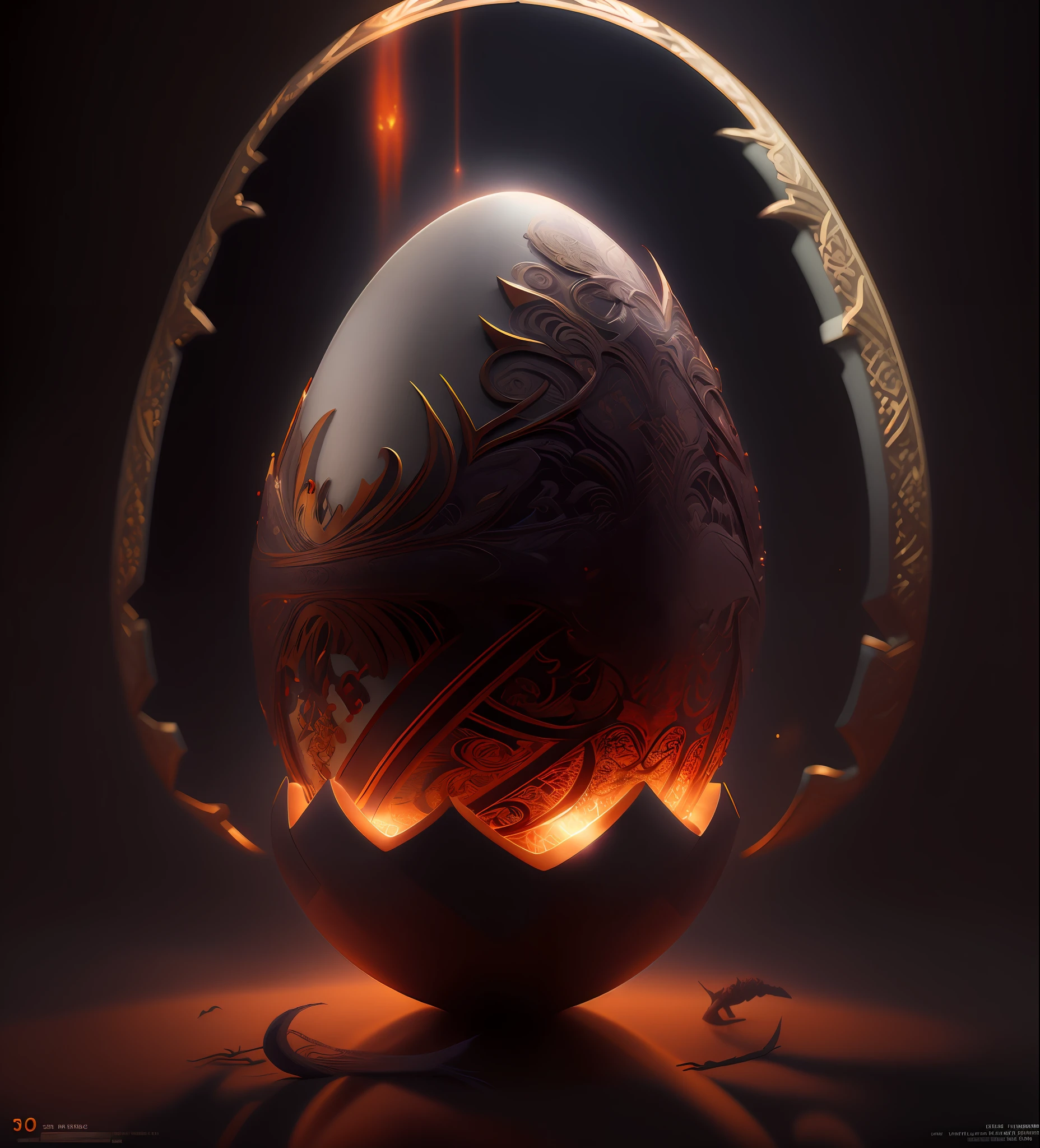 there is a large egg with a hole in it on a dark surface, 3d digital art 4k, cinema 4d bright light render, cinema 4 d art, 3d render digital art, humpty dumpty in form of egg, digital art render, high-quality render, magic frozen ice phoenix egg, cinema 4 d render, cinema 4d render, white background, color slash, aint unreal engine, octane (broken eggs | intricateaptor Christ:1.27) as as illustrated by simon bisleyiplice & chris hemsworth w 1 0 8 2 holding Aeons Old Weapon + ornate detailed sword + angel wings new technology + holy concept art + hyper realistic flesh