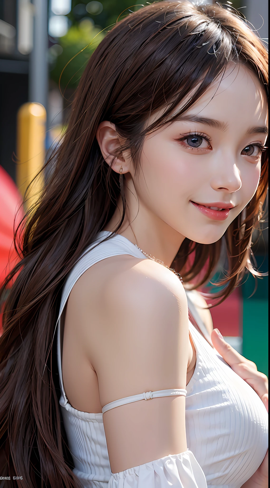 1girl, long hair, heterochromia, gradient hair: 1.5, focus, (abstract theme, abstract background, cube, ) smile, milf, impact. Masterpiece, One Beautiful Girl, Detailed Eyes, Swollen Eyes, Top Quality, Ultra High Resolution, (Realistic: 1.4), Film Lighting, Japanese, Asian Beauty, Korean, Very Beautiful, Beautiful Skin, Slender, Body Facing Forward, (Ultra Realistic), (High Resolution), (8K), (Very Detailed ), ( Best Illustration), (Beautifully Detailed Eyes), (Super Detailed), (Wallpaper), Detailed Face, Lighting is Bright, Professional Lighting, Looking at Viewer, Facing Forward, Smiling, Short Hair, Clean Clothing, Slightly Blurred Background, Street Trees, Rain, Hair Color Some Vivid Red,