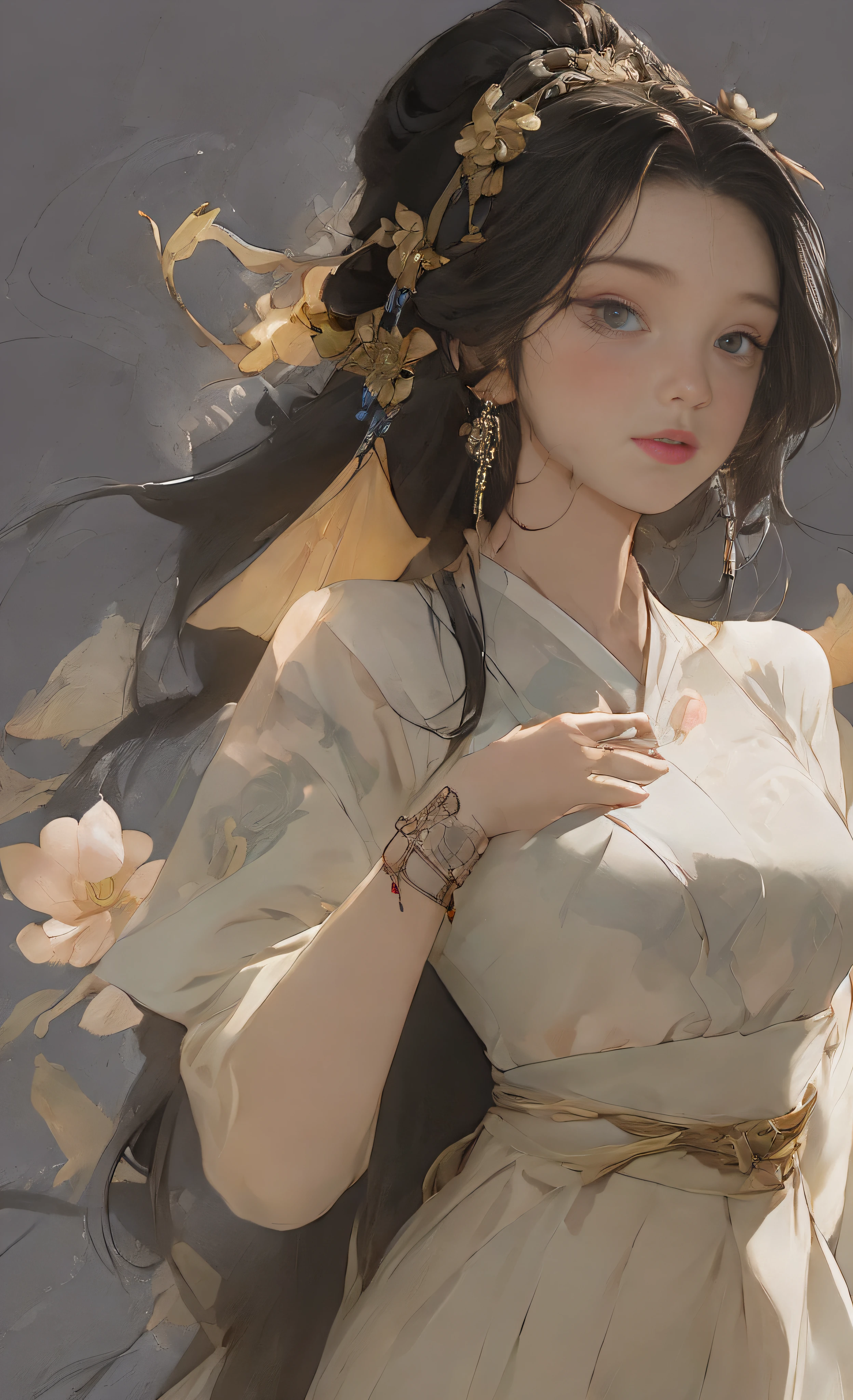 A girl, ancient Chinese costume, whole body, sunshine, clear face, masterpiece, super detail, epic composition, ultra HD, high quality, extremely detailed, official art, uniform 8k wallpaper, super detail, 32k