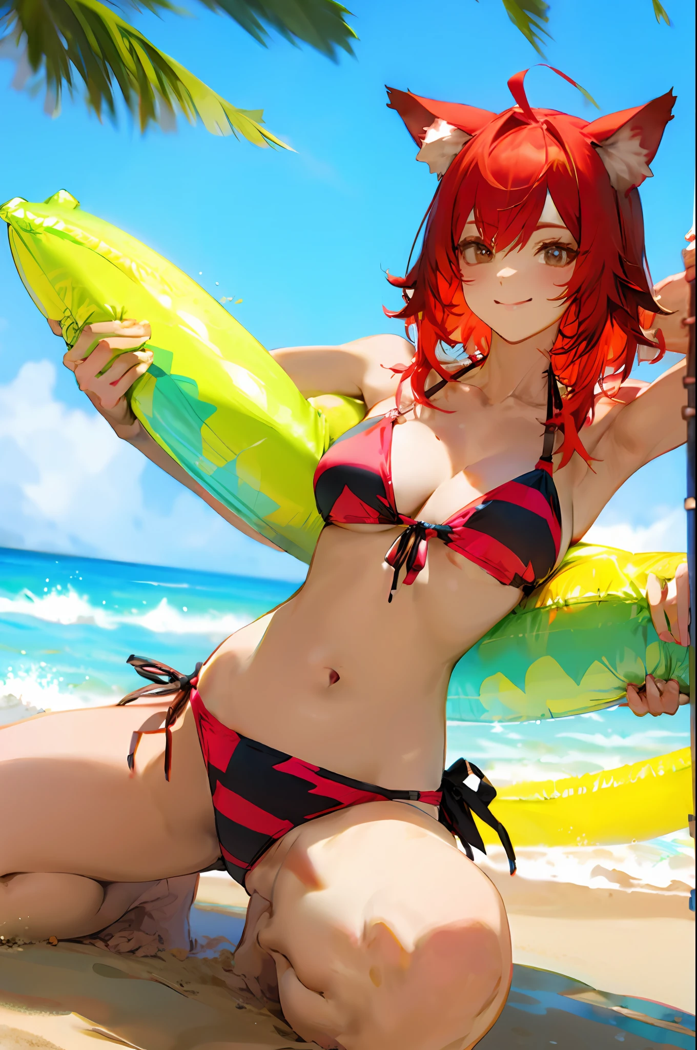 Red-haired animal ear bikini