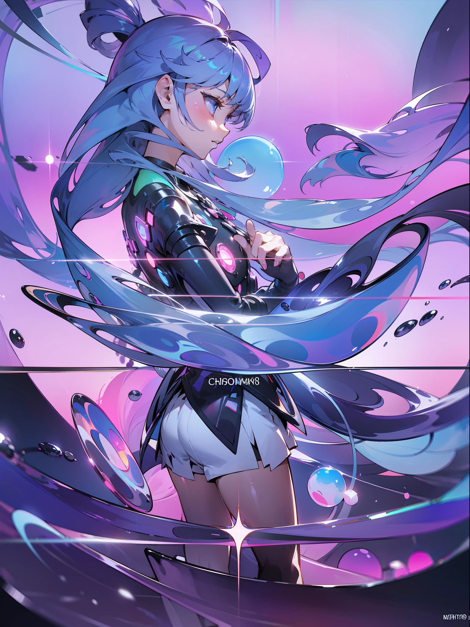 beautiful a girl、profile、Music is empowered、Music、waveform、(((Hyper Detail))),(Extreme Detail CG Unity 8K Wallpapers、tmasterpiece、最好质量)、(exquisite lighting and shadow、highly dramatic picture、a beautifulchi girl)、(Cinematic lens effect)、concept-art、starlit、nightcity、neon、Colorful shapes with sounds in the background、band、song、stain glass、dynamism、Lots of sound shapes、Countless splashes of sounds、Countless colorful shapes