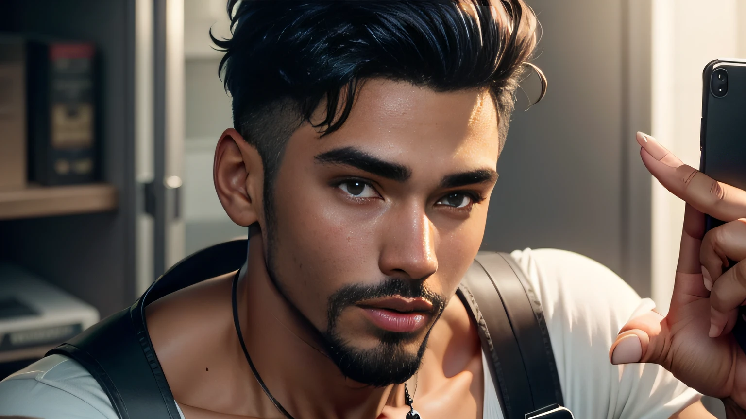 30-year-old man from Algeria, barbado, muito bonito, looking-into-camera, imagem detalhada, UHD, 16k, bem iluminado