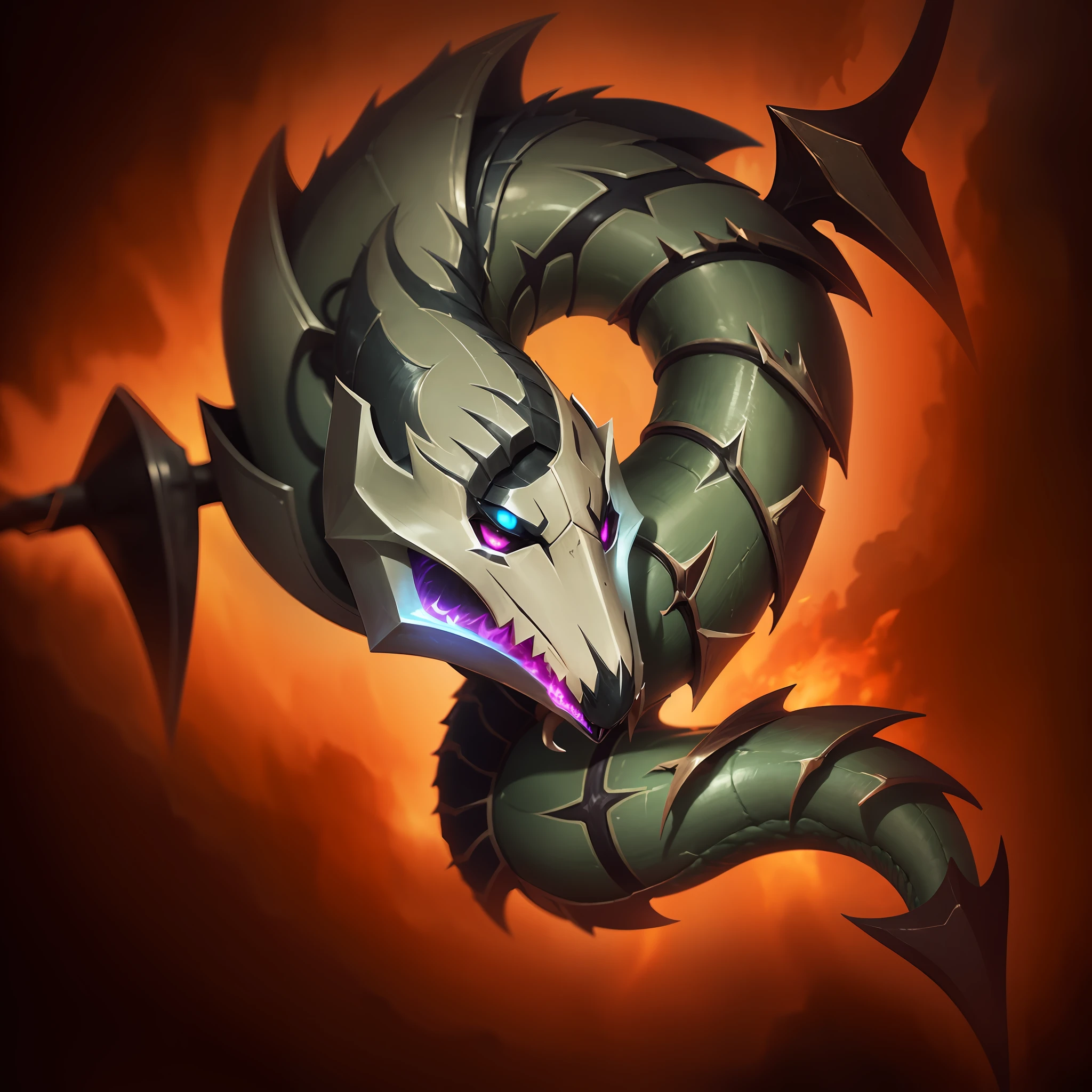 Hero alliance equipment icon,a close up of a dragon head with a black background, style of league of legends, drachenlord, chaos nightmare ❄️ amour venom, obsidians skin, metal dragon tail, discord profile picture, discord pfp, glaive, arcane league of legends, sleek dragon head, ouroboros, from league of legends, spiky skin, sandworm, old skin --auto