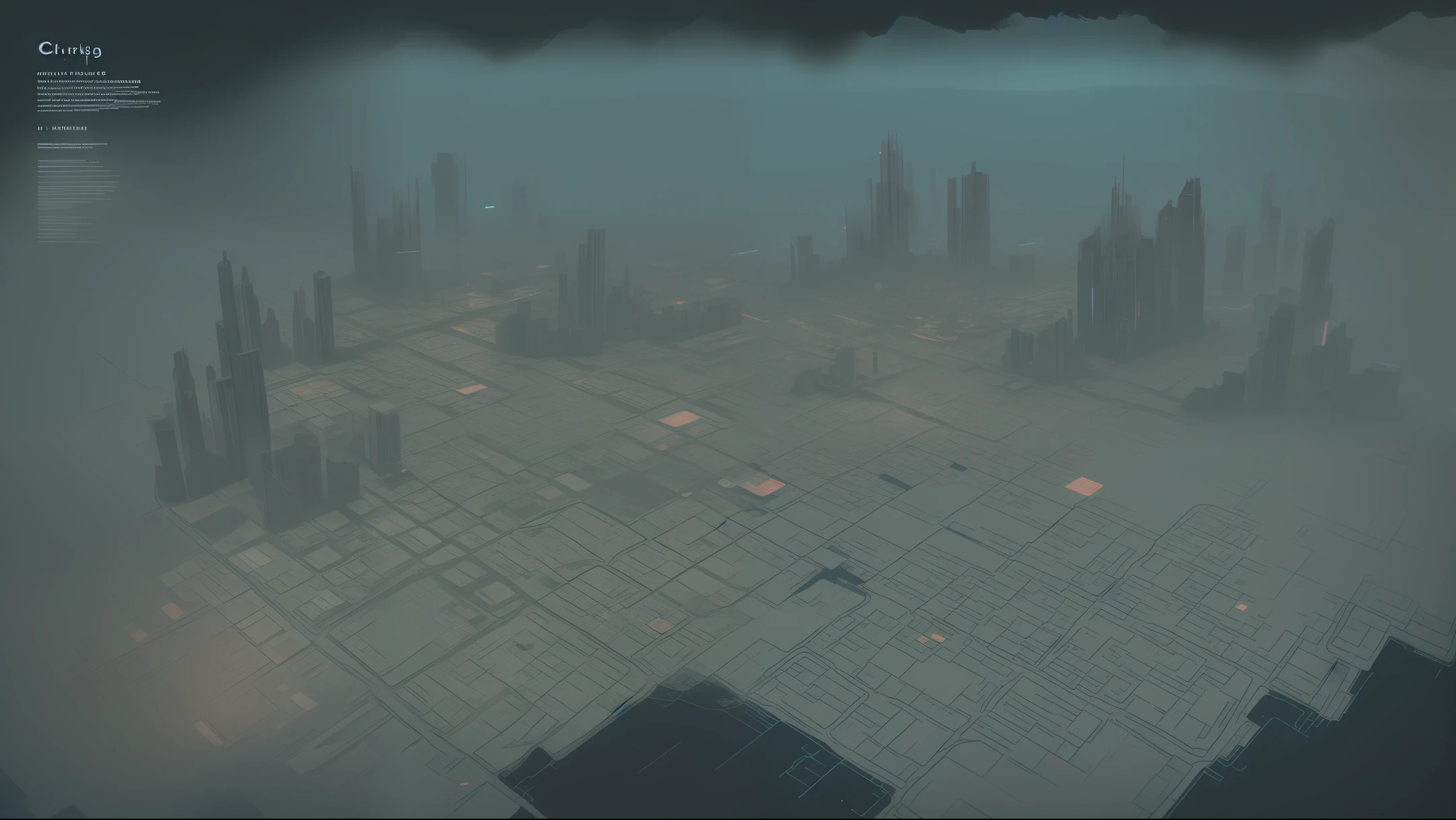 Bluprint, cyberpunk city, topdown, map, Black and cyano