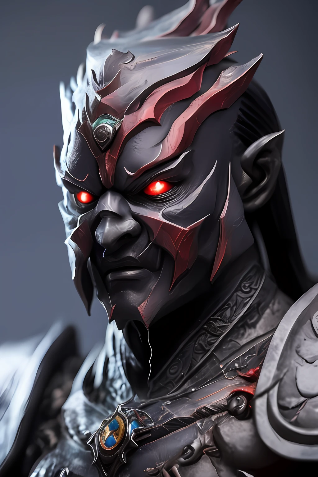 The appearance of the warrior became very different。He used to be a tall and mighty warrior,But now,His body is corrupted by dark forces,Become twisted and evil。His skin turned pale,The eyes glow red,It was as if burning with a dark flame。His armor was also corrupted,It becomes worn out and full of black traces of corrosion。His face was filled with hatred and destruction,The bravery and steadfastness of the past have been completely lost。His presence is like a dark shadow,Bring fear and despair。