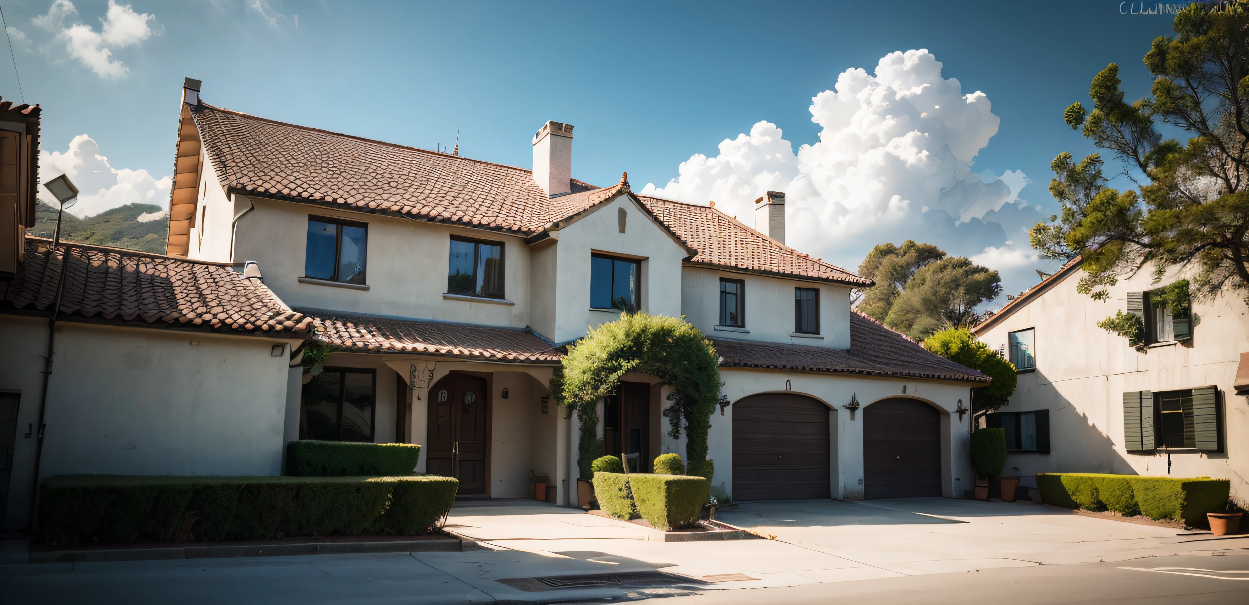 modern mansion, carros na frente, plants behind the house, blue skies, foto promocional, HDR, cinemactic, Adobe Lightroom, altamente detalhado, fotografia premiada, Foto real, Foto Clara --aut --auto