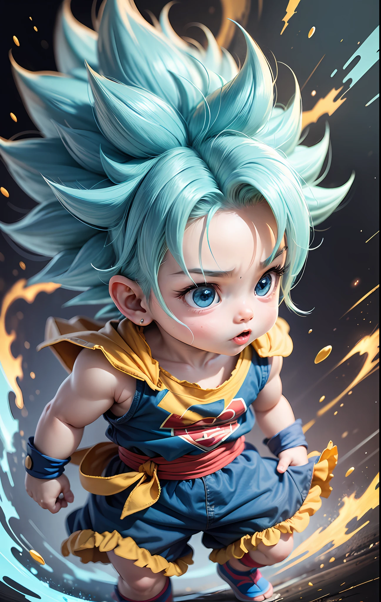 a cartoon image of a very cute fat gohan with blue hair, transforming into super blue saiyan, baby cute fat songoku, dragonball character, bany cute fat goku from dragon ball, transforming into ultra instinct, super saiyan baby cute fat goku, baby cute fat goku, broly, highly detailed portrait of baby cute fat goku, dragon ball artstyle, super dragon ball