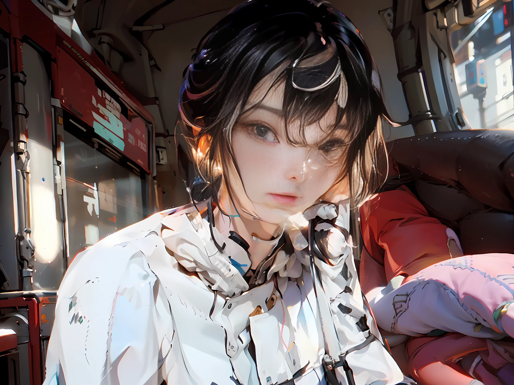 ((best qualtiy)), ((tmasterpiece)), (the detail:1.4), 3D, A beautiful cyberpunk female image,HDR(HighDynamicRange),Ray traching,NVIDIA RTX,Super-Resolution,Unreal 5,Subsurface scattering、PBR Texture、post-proces、Anisotropy Filtering、depth of fields、maximum definition and sharpness、Many-Layer Textures、Albedo e mapas Speculares、Surface Coloring、Accurate simulation of light-material interactions、perfectly proportions、Octane Render、Two-colored light、largeaperture、Low ISO、White balance、the rule of thirds、8K RAW、