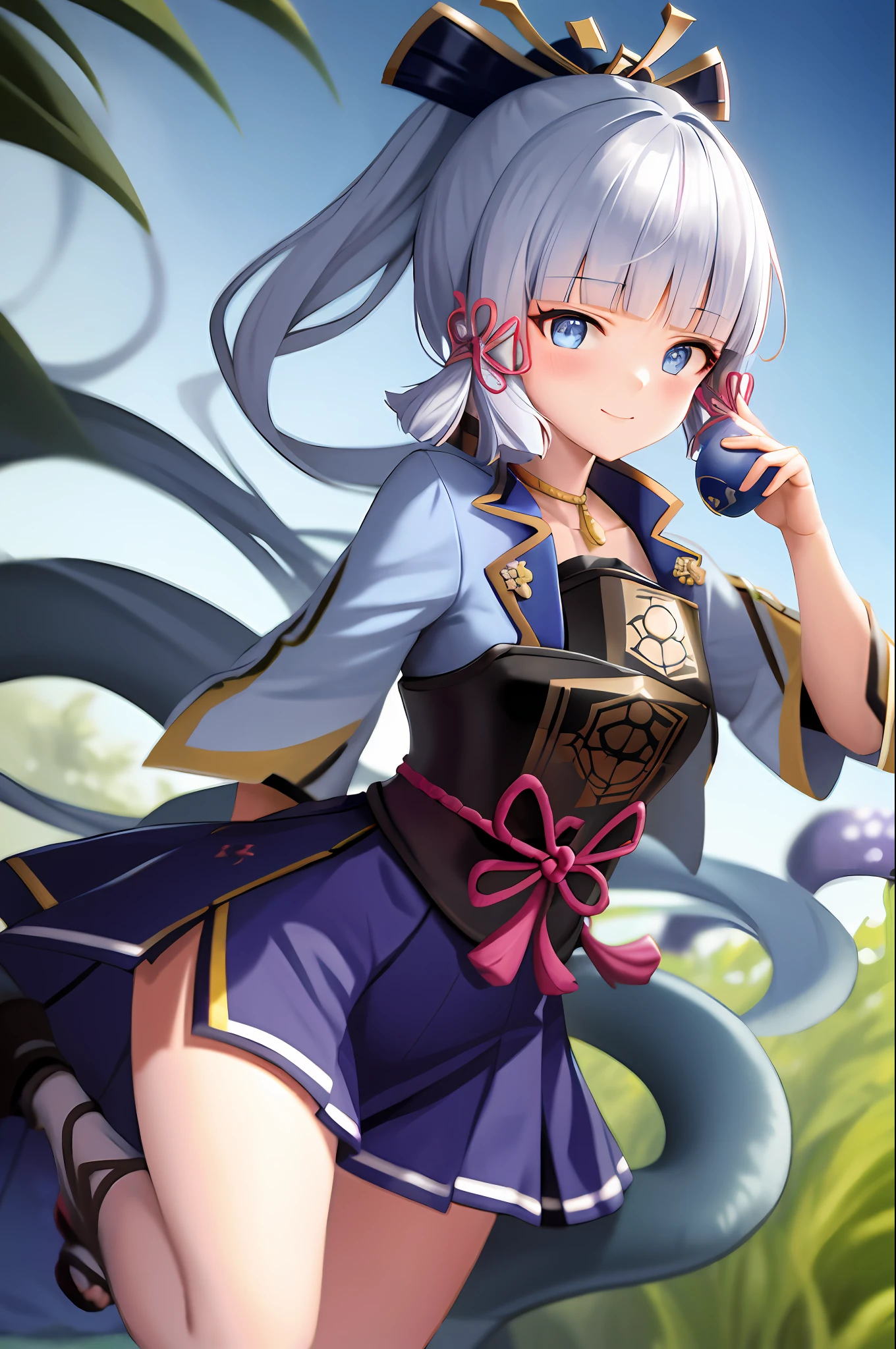 tmasterpiece，A high resolution，best qualtiy，1girl solo，kamisato_ayaka，ssmile，Kimono violates by tentacles and rolls his eyes