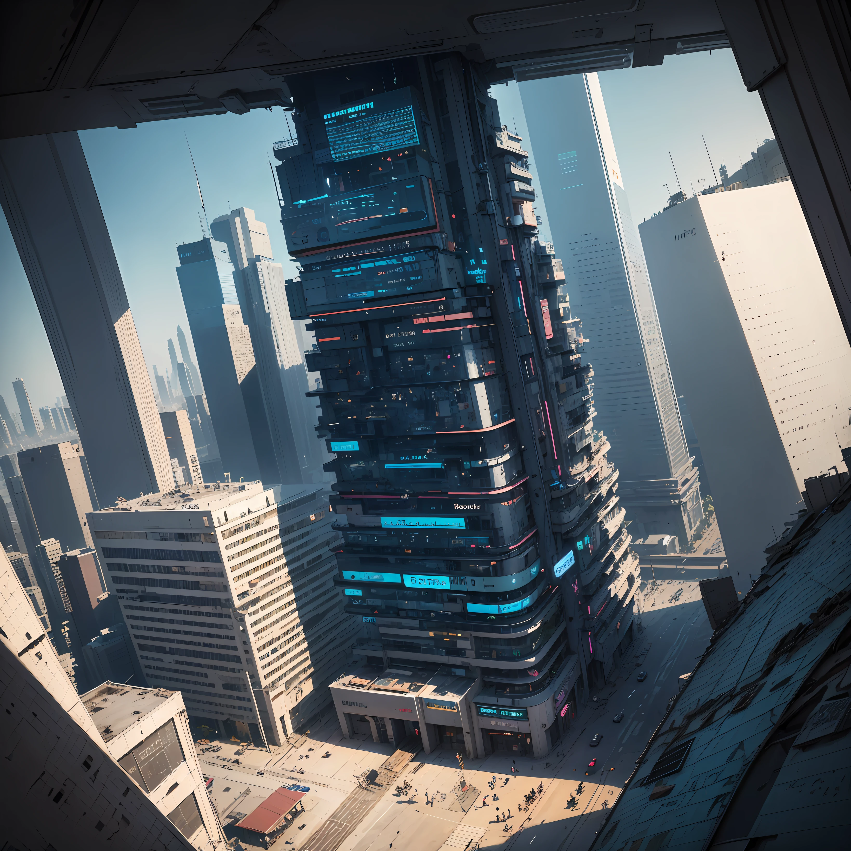 Blueprint, cyberpunk city, topdown, map, Black and ciano, neon, cartography --auto