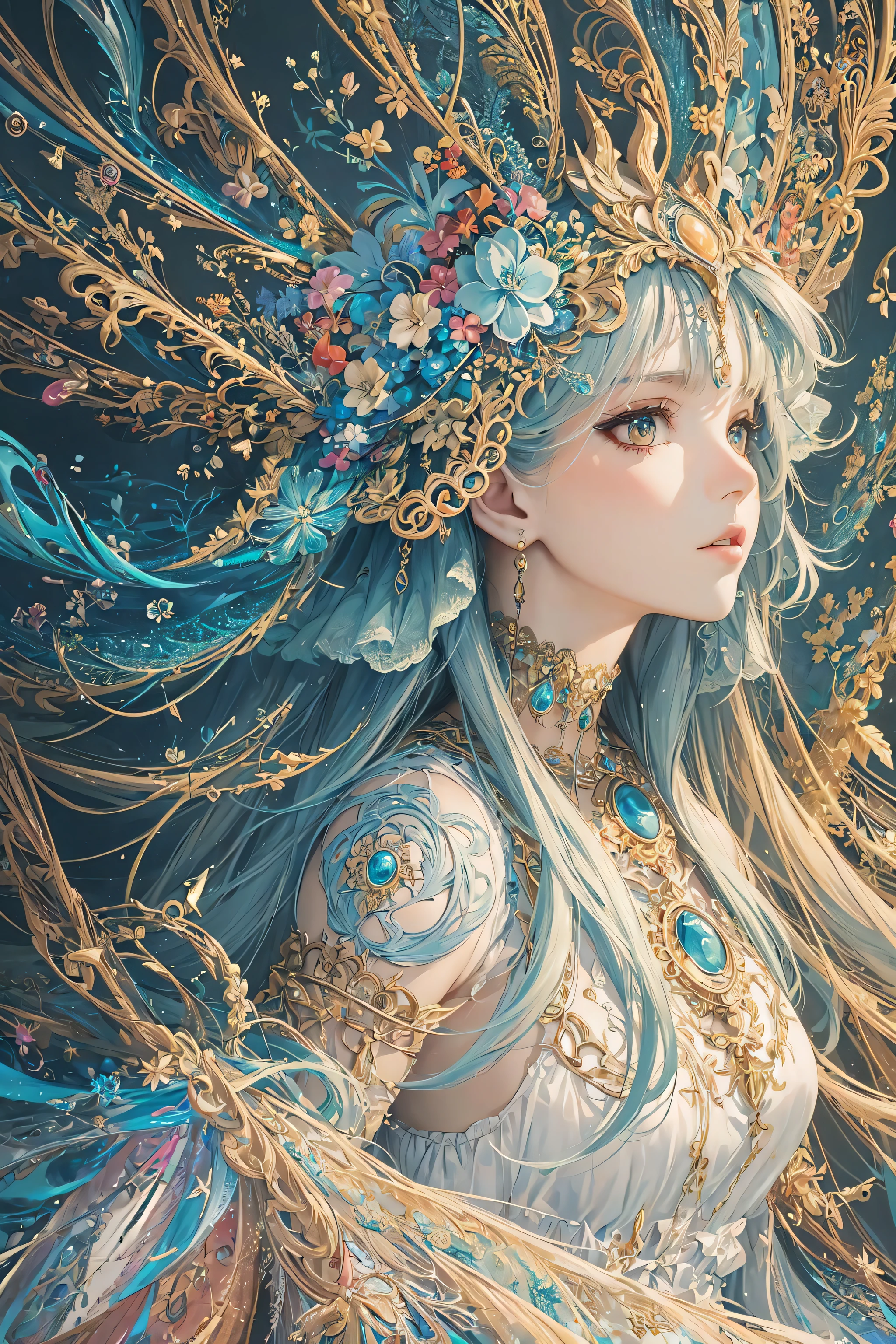 (masterpiece, top quality, best quality, official art, beautiful and aesthetic:1.2), (1girl), extreme detailed,(fractal art:1.3),colorful,highest detailed