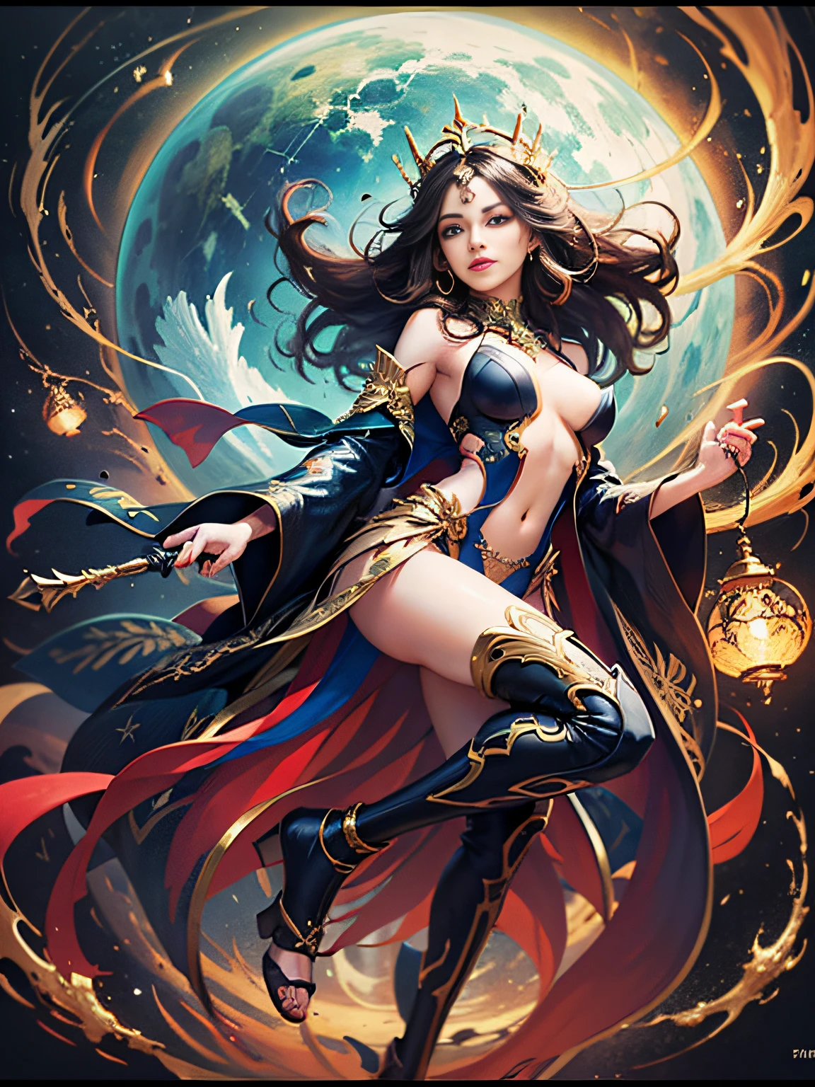 (masterpiece, top quality, best quality, official, beautiful and aesthetic art: 1.3), (1 girl: 1.3), extreme details, (fractal art: 1.3), colorful, full body, best quality, masterpiece, ultra resolution tall, 1 caucasian beautiful girl face, beautiful_face, detailed skin, concept art, Sakimichan style art, full body, exposed small breasts, official art, Unity 8k wallpapers, ultra detailed, beautiful and aesthetic, masterpiece, best quality , (Zentangle, Mandala, Tangled , Tangle), (Fractal Art: 1.3), 1 Girl, Highly Detailed, Dynamic Angle, Cowboy Shot, Most Beautiful Shapes Chaotic, Elegant, Fauvist Design, Bright Colors, Romanticism, James Jean, Robbie Devi Antono, Ross Tran, Francis Bacon, Michal Mlaz, Adrian Ganey, Petra Kotwright, Gerhard Richter, Takashi Yamamoto, Ashley Wood, atmospheric and ecstatic notes, visible flow notes, (black silk), seductive pose, visible pubic hair, breasts visible, Sakimichan style art, oriental mandala tattoo, fractal background, silver and gold and bronze spirit, natural skin moistened with water, slight smile, view from below, perfect golden eyes, long curly black hair,