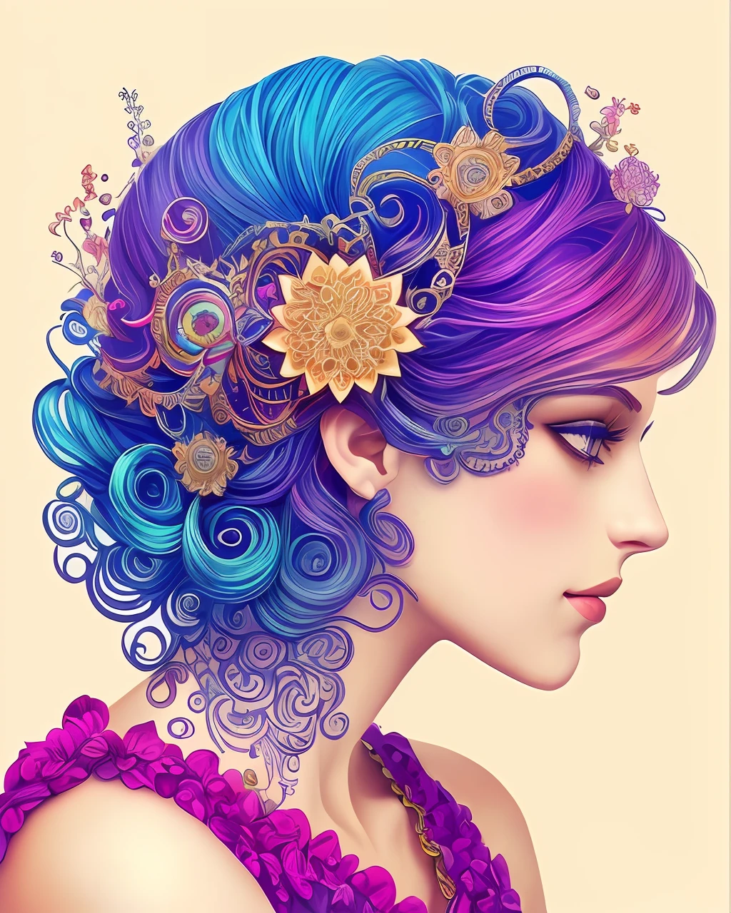 (masterpiece, top quality, best quality, official art, beautiful and aesthetic:1.2), (1girl), extreme detailed,colorful,highest detailed, official art, unity 8k wallpaper, ultra detailed, beautiful and aesthetic, beautiful, masterpiece, best quality, (zentangle, mandala, tangle, entangle) ,holy light,gold foil,gold leaf art,glitter drawing, PerfectNwsjMajic