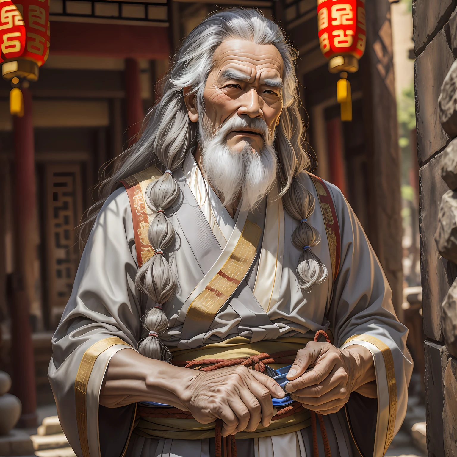 One meter nine Confucius holding a brick --auto