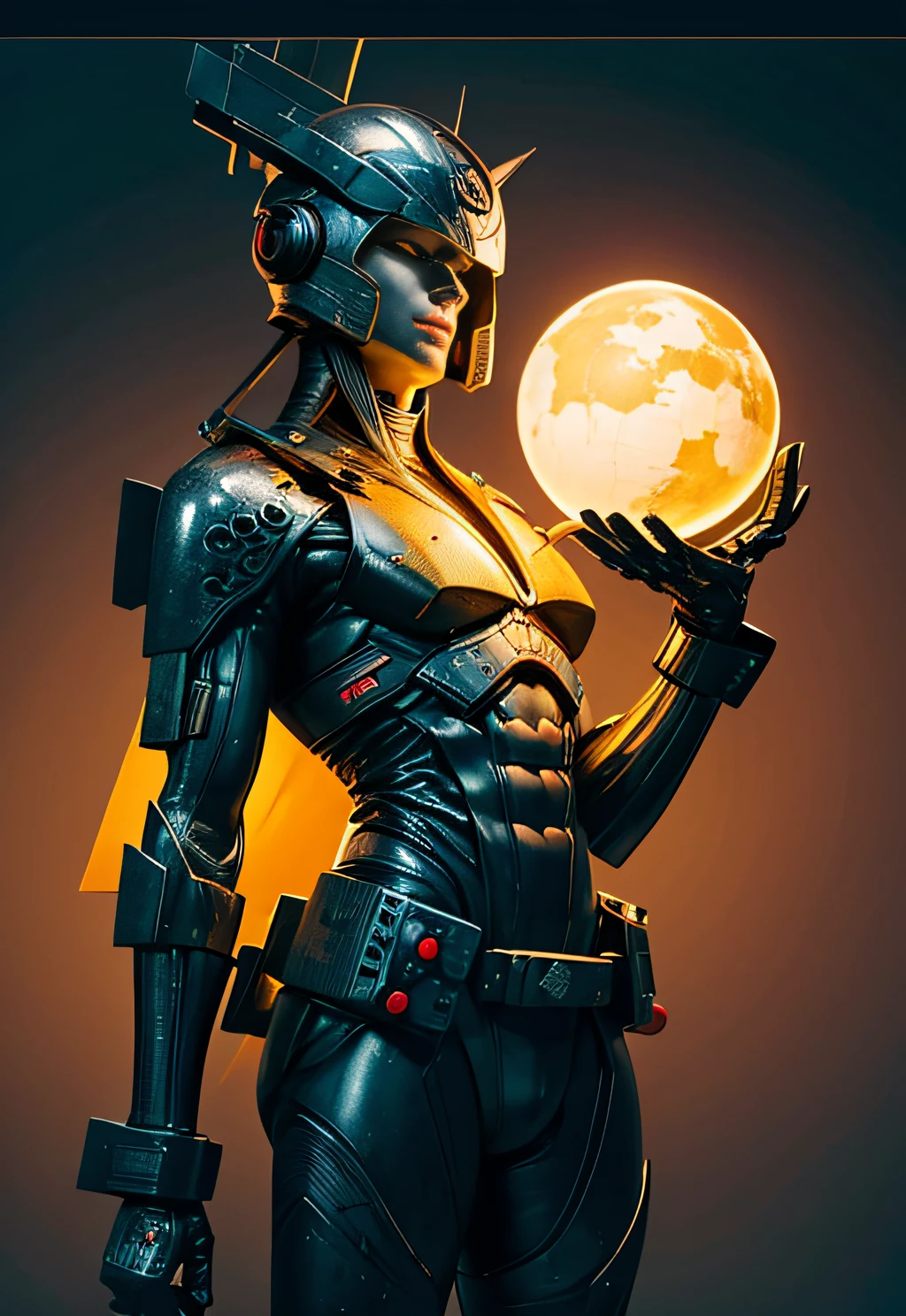 a man coming out of a spaceship like the one in Starwars, Black man, negroid, holding a mechanical sphere with floating glowing cubes, the sphere has some glowing lines. the cubes are radiating energy. the man is commanding the sphere, the man is a scientist. Hyper realistic, Photography, Picture of the week, RAW, beautiful, (finely detailed skin), African skin, delivery driver, standing next to DHL stargate, imechanical futuristic uniform, glowing Clouds in the background, lightning, extremely detailed,colorful,highest detailed, (dynamic pose), shiny skin, zentangle, flowers, abstract background,(masterpiece) (perfect proportion)(realistic photo)(best quality) (detailed) photographed on a Canon EOS R5, 50mm lens, F/2.8, HDR, (8k) (wallpaper) (cinematic lighting) (dramatic lighting) (sharp focus) (intricate)