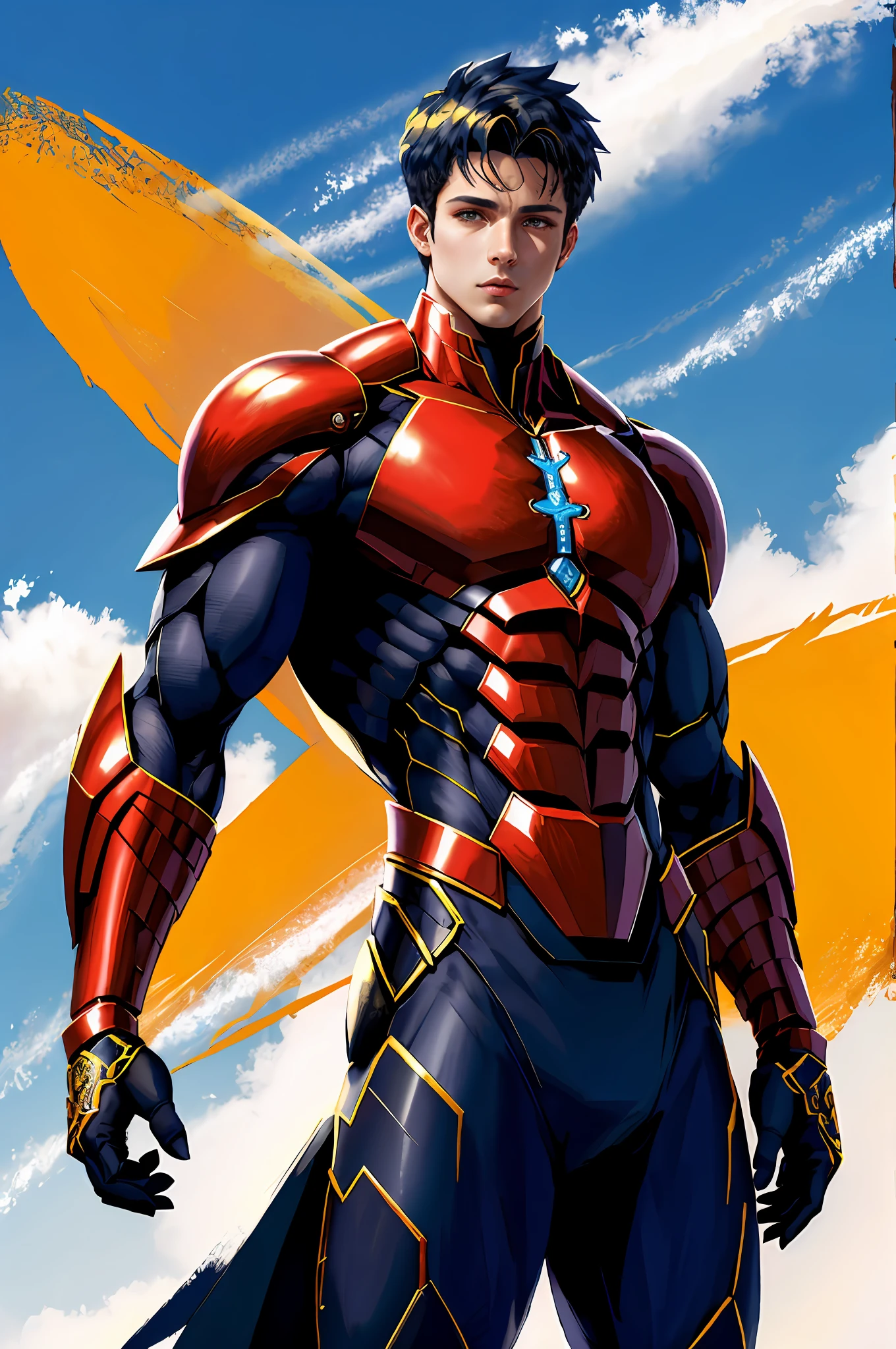 obra-prima, alta qualidade, olhando para o espectador, plstyle, 1boy, homem de ferro, corpo inteiro