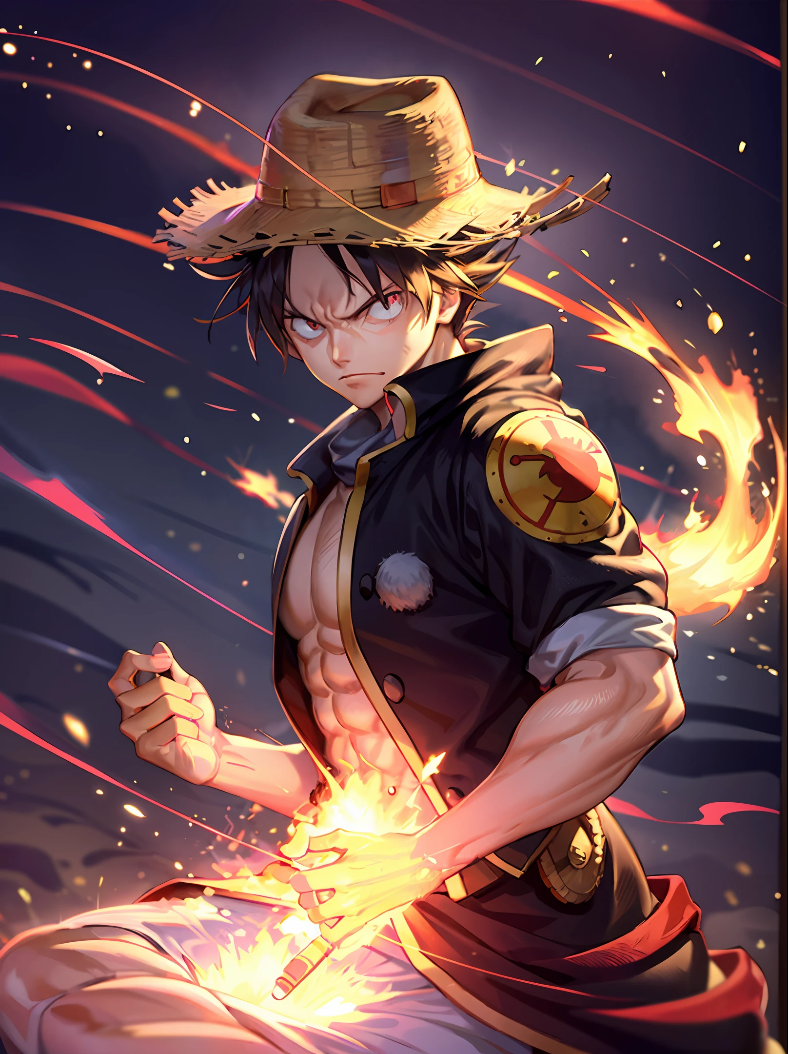 One Piece, Luffy, Mech, Flame Explosion