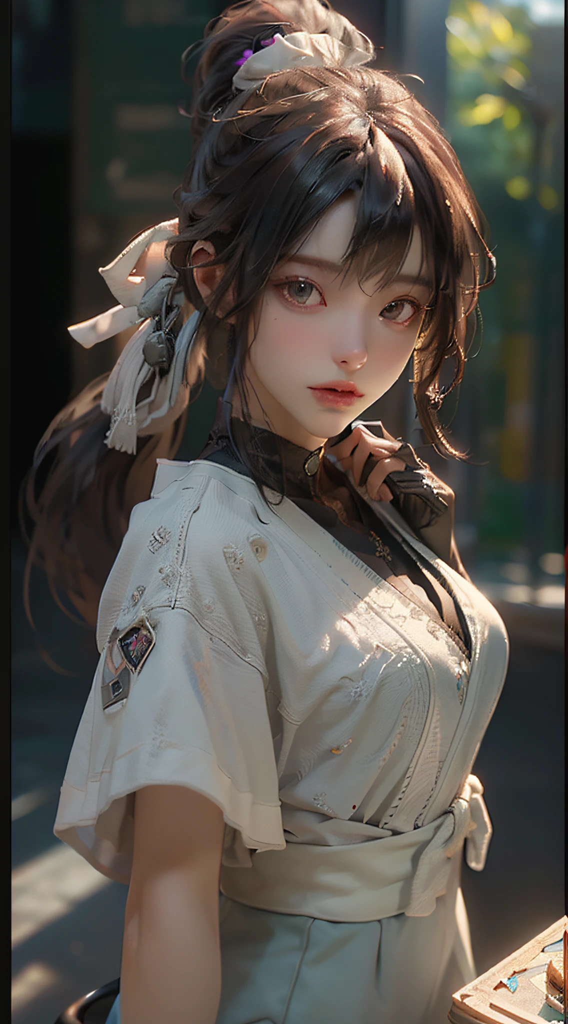 ((Best quality)), ((masterpiece)), (detailed:1.4), 3D, an image of a beautiful cyberpunk female,HDR (High Dynamic Range),Ray Tracing,NVIDIA RTX,Super-Resolution,Unreal 5,Subsurface scattering,PBR Texturing,Post-processing,Anisotropic Filtering,Depth-of-field,Maximum clarity and sharpness,Multi-layered textures,Albedo and Specular maps,Surface shading,Accurate simulation of light-material interaction,Perfect proportions,Octane Render,Two-tone lighting,Wide aperture,Low ISO,White balance,Rule of thirds,8K RAW,