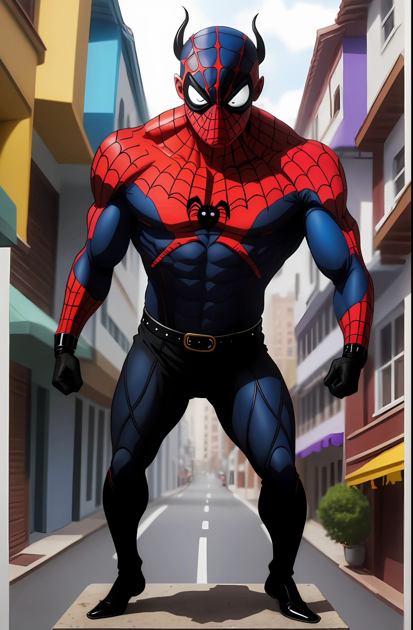 Homem aranha, heroi, com microfone e pedestal, Surrealism, Ashcan School, blending, first-person view, 8k, best quality, high quality
