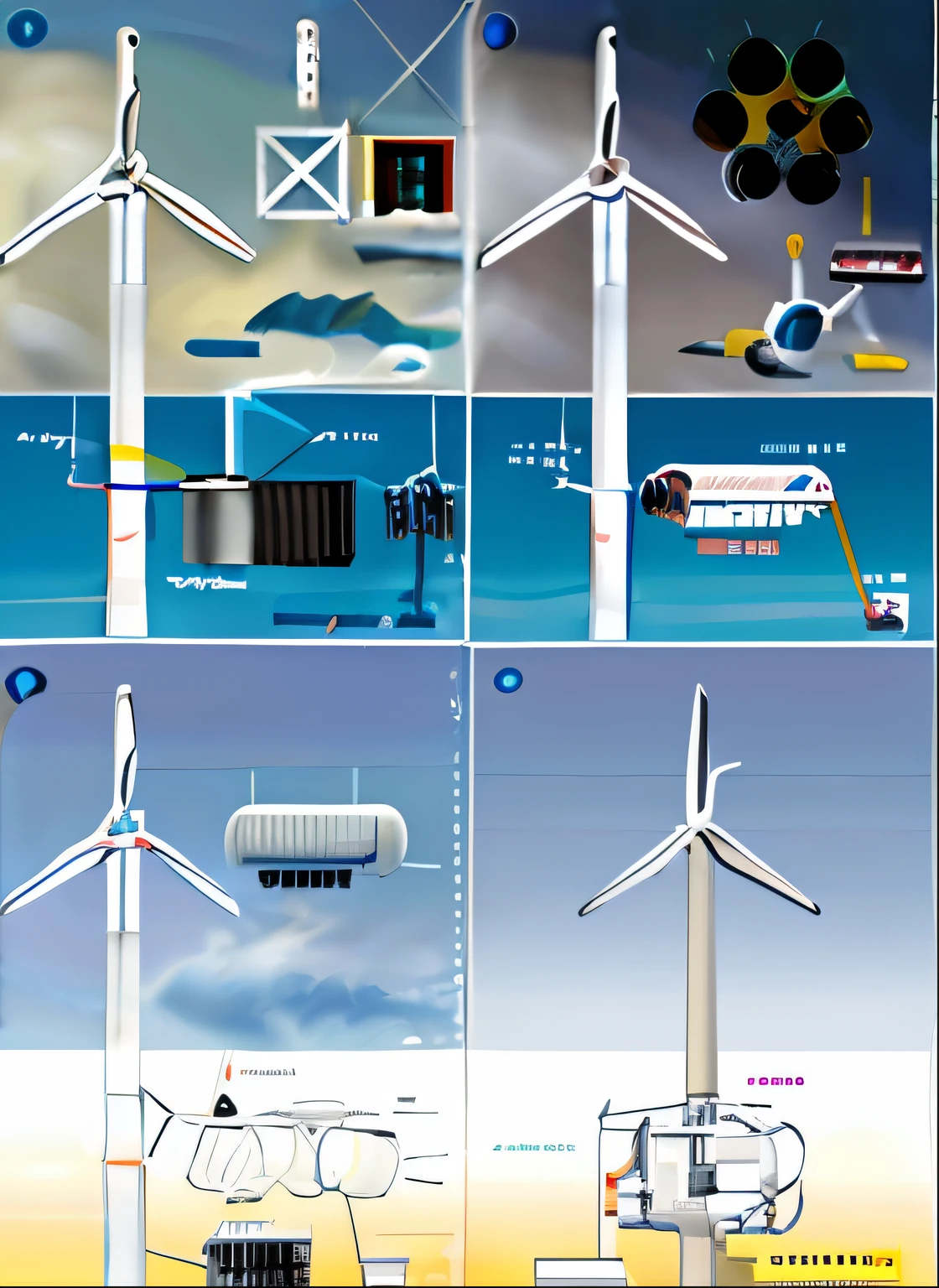 A series of pictures showing how wind turbines work, turbines, conceito, detailed scientific diagram, scientific diagram, floating power cables, scientific depiction, Offshore wind, scheme, Wind turbines, Mechanical superstructure, Diagrams, Dredging the seabed, , pictorial, artistic depiction, renewable energy, rendering,
