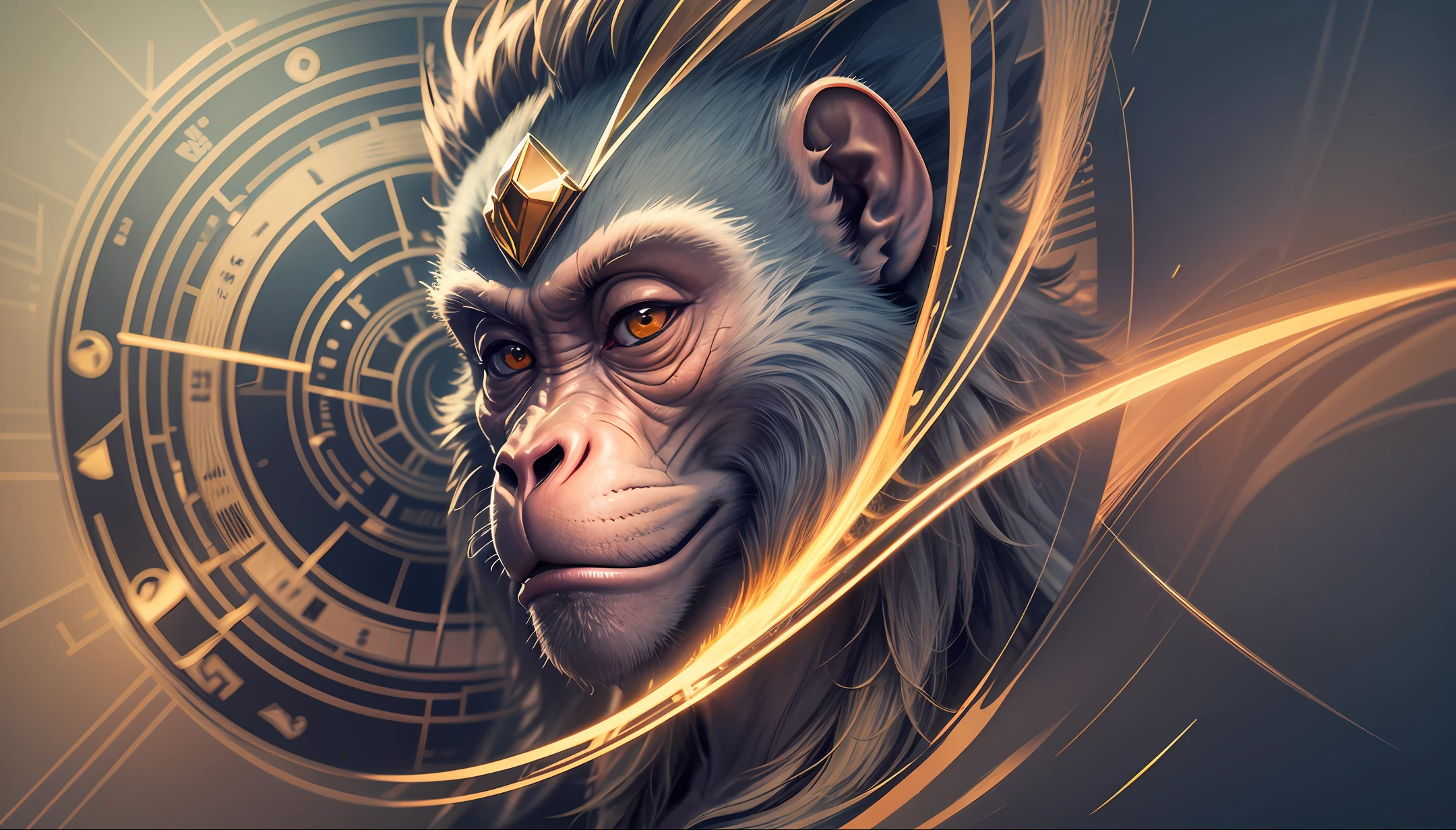 **Create vector logo, monkey, front face, outlined, centered design, Leonardo Difusion reference, Midjourney reference, 8k resolution, Graphics Engine 5, 3D image, full frame --auto --s2