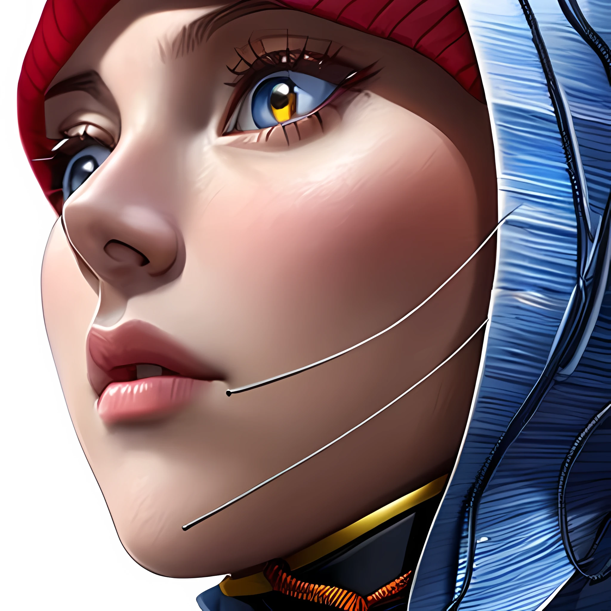 middled age woman with a hood on & with giant eyes!!!, & her expression is solemn, colorfull anime portait, colorfull anime profile, solemn expression, mysterious portrait of a woman, inspired by Naruto anime series, myself, mysterious portrait, mysterious eerie portrait, night!!! (((masterpiece))), (((best quality))), ((ultra-detailed)), (highly detailed CG illustration), ((an extremely delicate and beautiful)),(from side),cinematic light,((1mechanical girl)),solo,full body,(machine made joints:1.2),((machanical limbs)),(blood vessels connected to tubes),(mechanical vertebra attaching to back),((mechanical cervial attaching to neck)),(sitting),expressionless,(wires and cables attaching to neck:1.2),(wires and cables on head:1.2)(character focus),science fiction,white background, extreme detailed,colorful,highest detailed