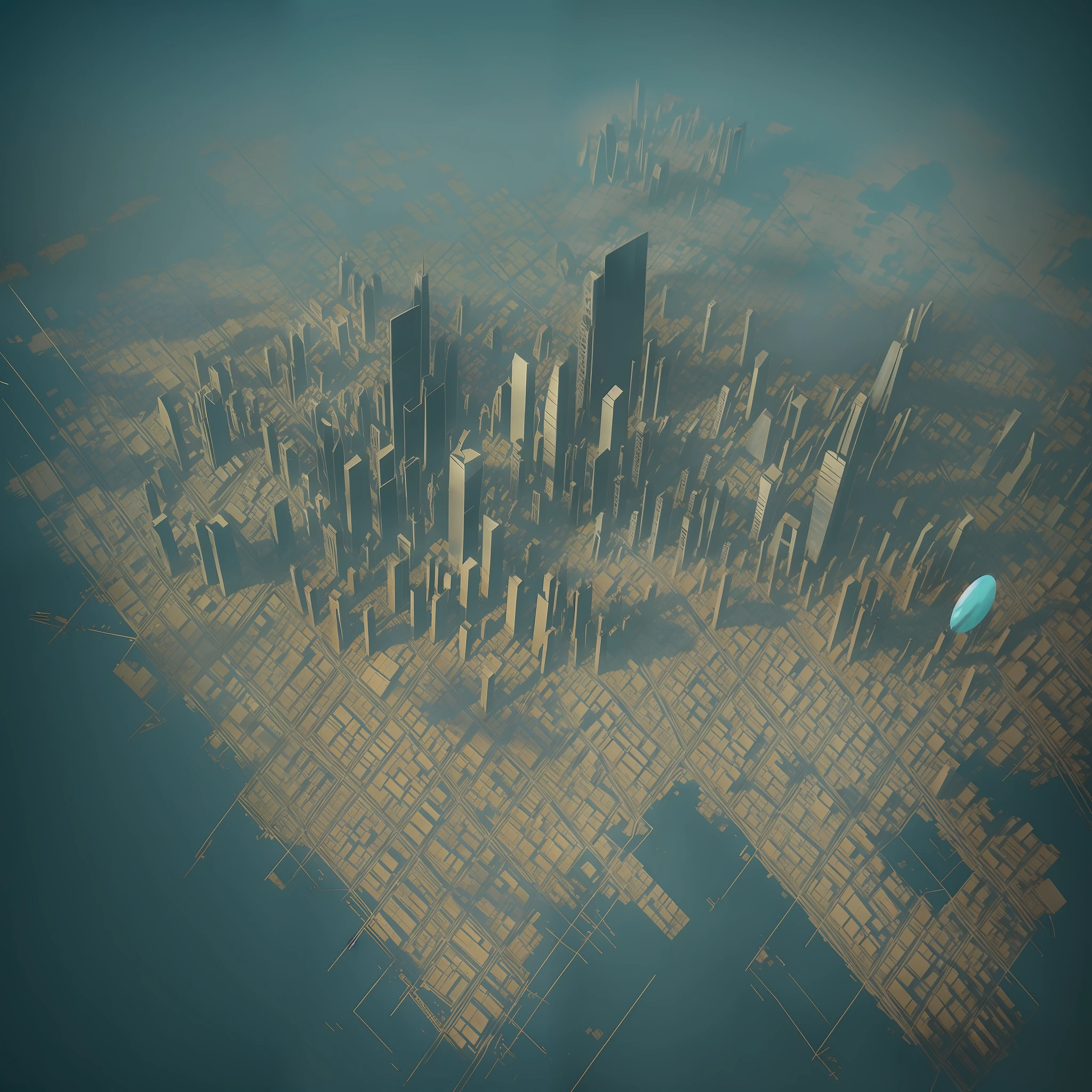 image of a city with many buildings and a blue sky, an underwater city, aerial view of a cyberpunk city, Grande e estruturada Valhalla City, Cidade flutuante, intrincada cidade cyberpunk, futuristic underwater metropolis, underwater city, cidade em camadas expansiva e detalhada, tectonic cityscape, an alien city, Cidade inundada, solarpunk metropolis, Sci - Cidade de Fi