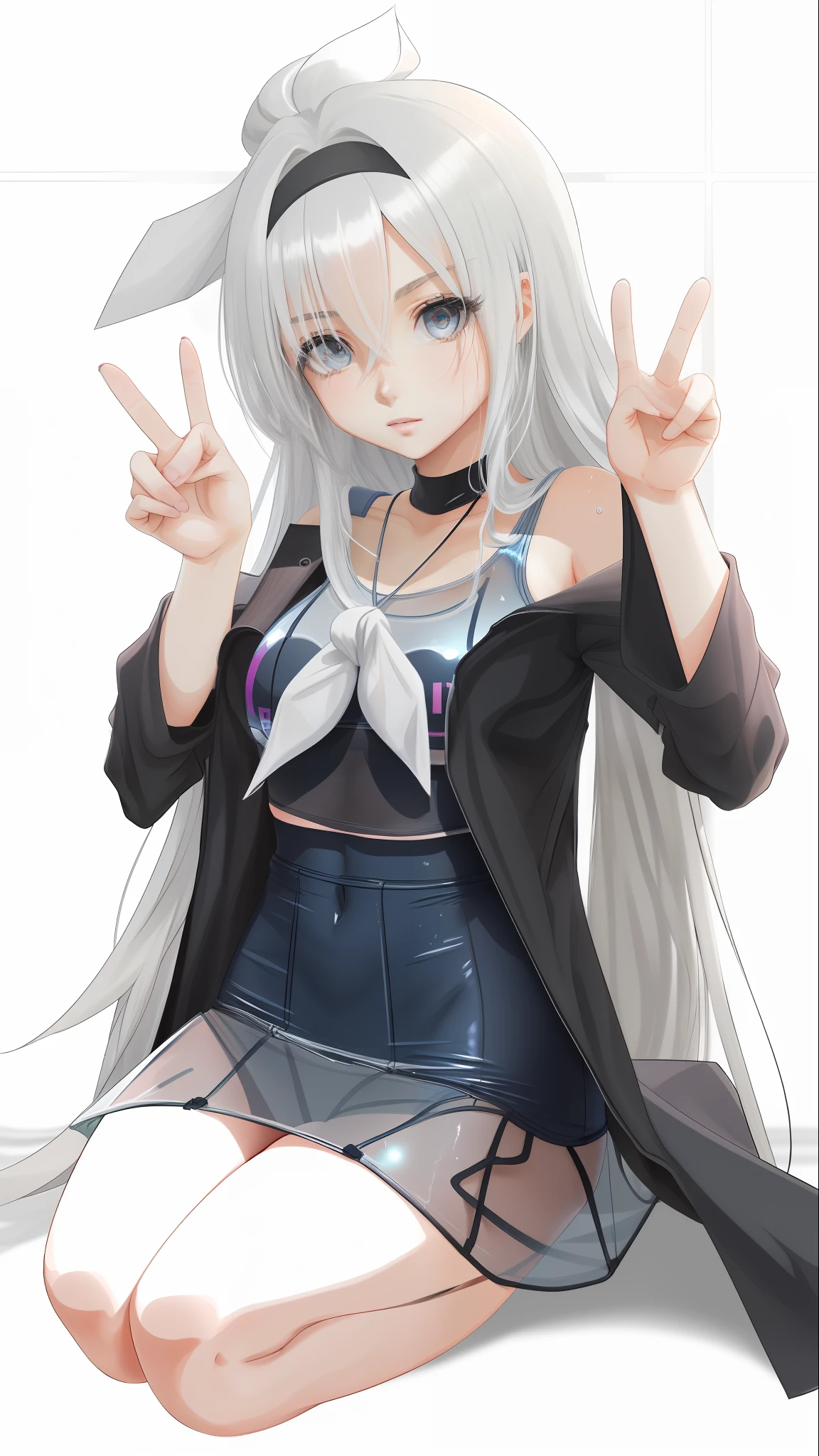 Girl long hair bangs hair covering eye quality swimsuit Mini skirt short wet transparent clothing beautiful body rtx 4k Anime bathroom showing body boobs realistic shadows HairWhite hair Volumous hair look sexy detailed eyes