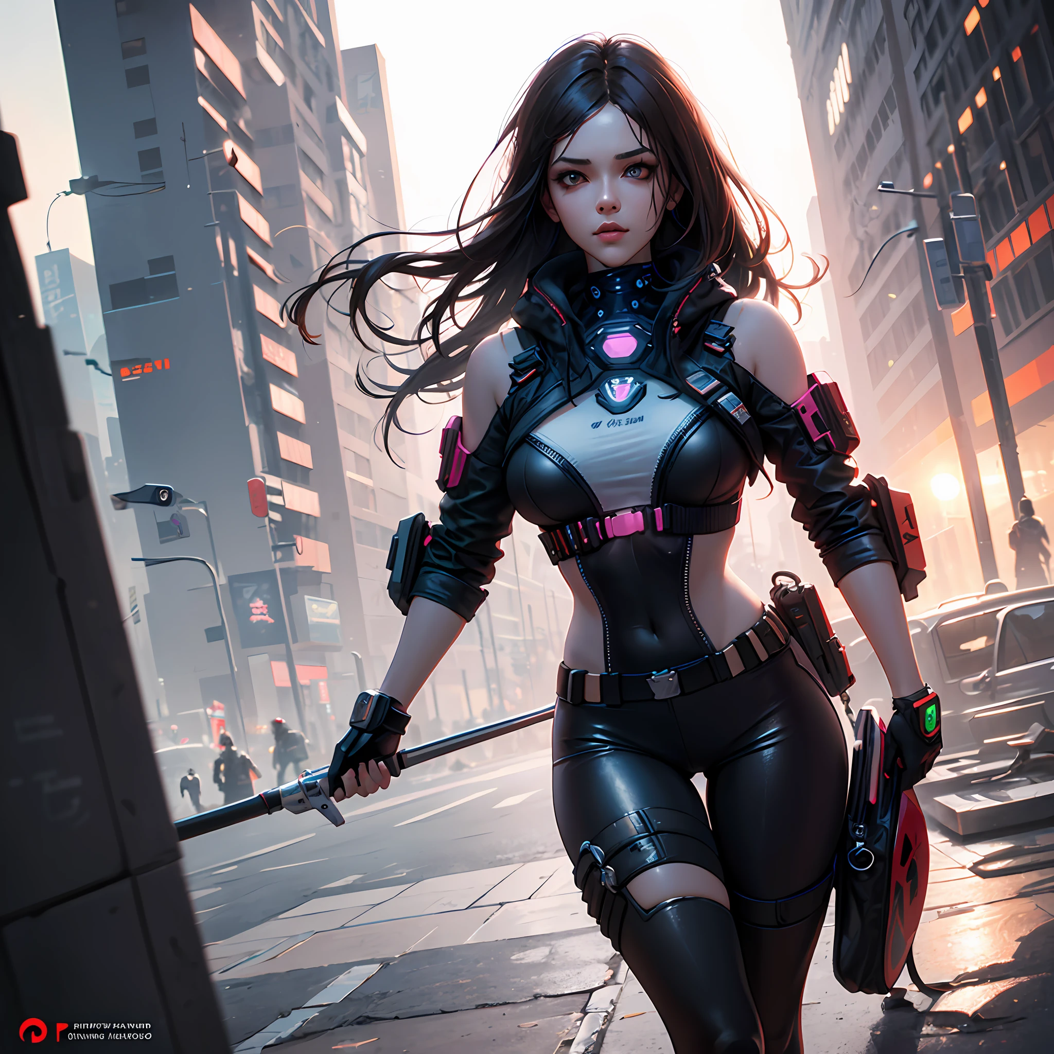 dreamy cyberpunk girl,独奏, full-body tights, tmasterpiece, Best quality at best, realisticlying, ultra - detailed, (shiny skins, perspired:1.4), , looking at viewert, with short black hair, with brown eye,slenderness,Dynamic light and shadow,A high resolution,Sharp focus,depth of fields,The eyes are delicate,Sharp pupils,pupil realistic,Cyberpunk Street,horse tailed, wojtek fus, perfect android girl,,Cyberpunk 2 0 y. o model girl,female cyberpunk anime girl,high high quality --auto
